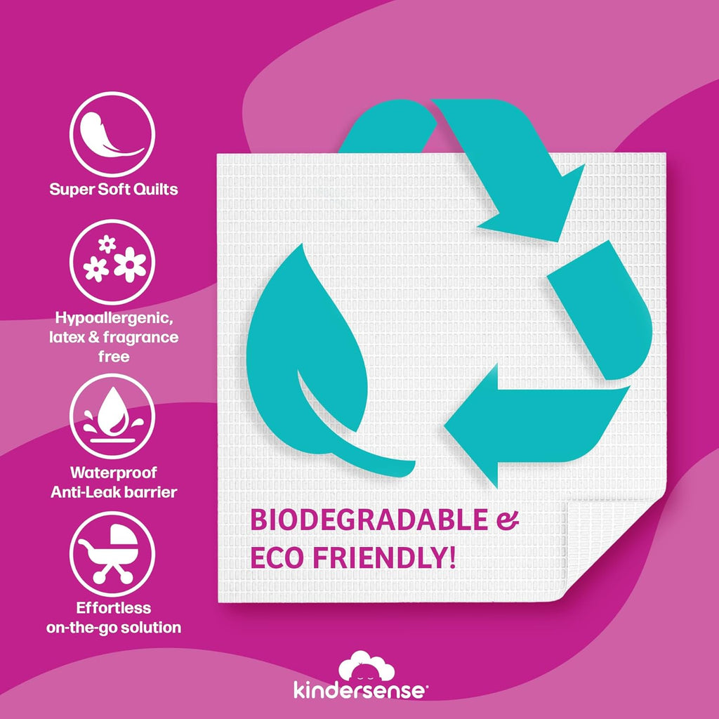 KinderSense - Disposable Changing Underpads for Baby Diaper (80 Pack) Extra Large (17.5" x 17.5") Portable Pee Pad Waterproof & Leak Proof Underpad Mat Incontinence Protection - Absorbent Changing Mat