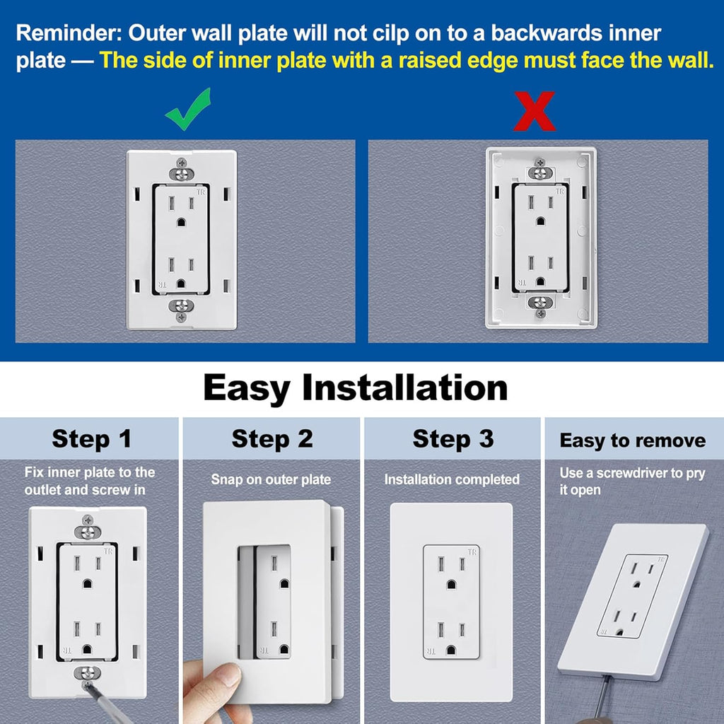 CML Matte White 1-Gang Screwless Decorative Wall Plates, 120 Pack Decorator Light Switch Covers, Standard Size 2.91” X 4.68”, Scratch and Impact Resistant, Hidden Screws, UL Listed