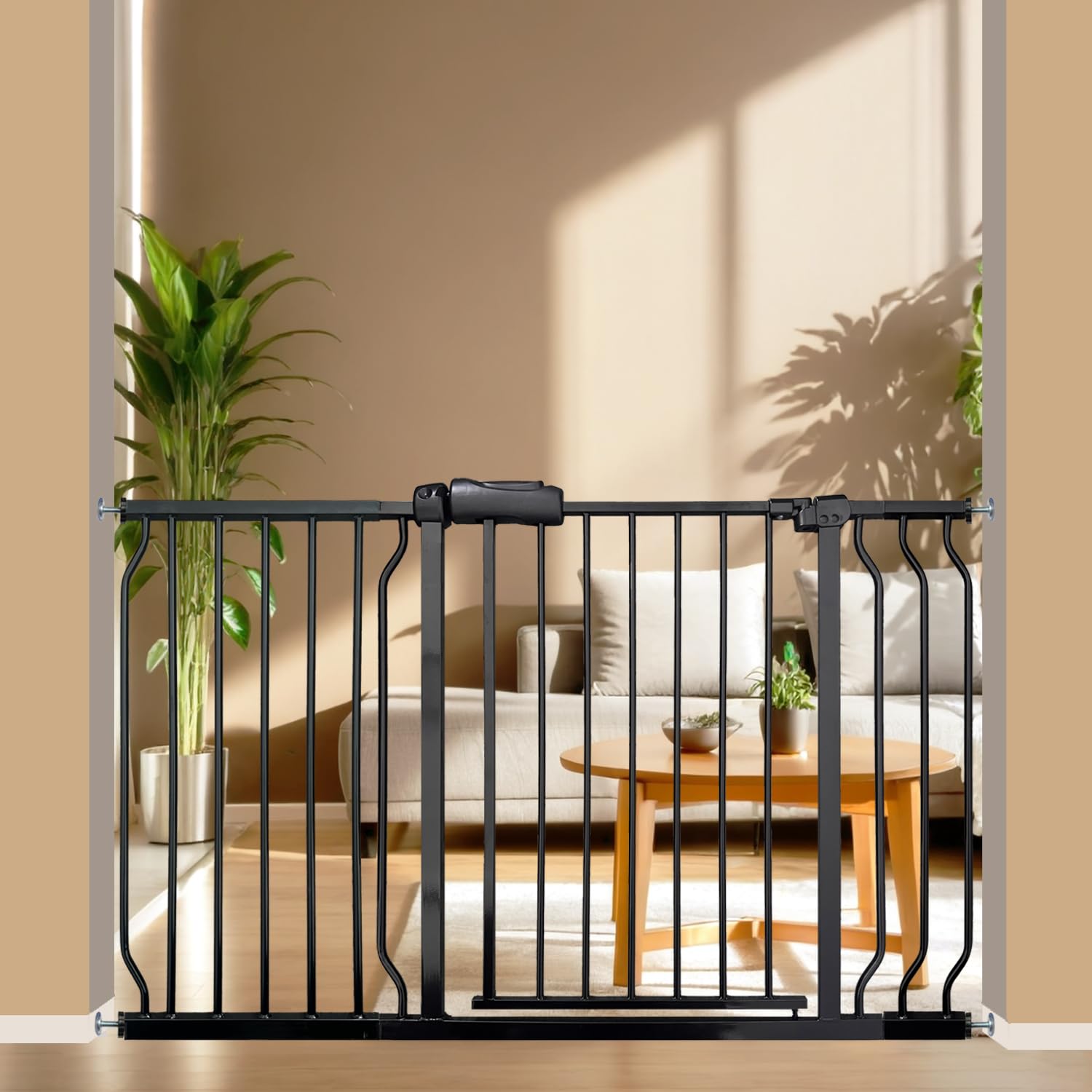Baby Gates Extra Wide 48-53 Inch Large Baby Gate for Stairs Tension Pet Dog Gates Indoor for Doorways No Drilling Pressure Mounted Pet Gates for Kids