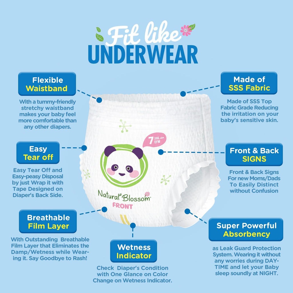 Pull-On Baby Diapers | Ultra-Slim, Hypoallergenic, Super Soft, Vegan | Size 7 (5T-6T, 37 lbs and Over) | 72 Count
