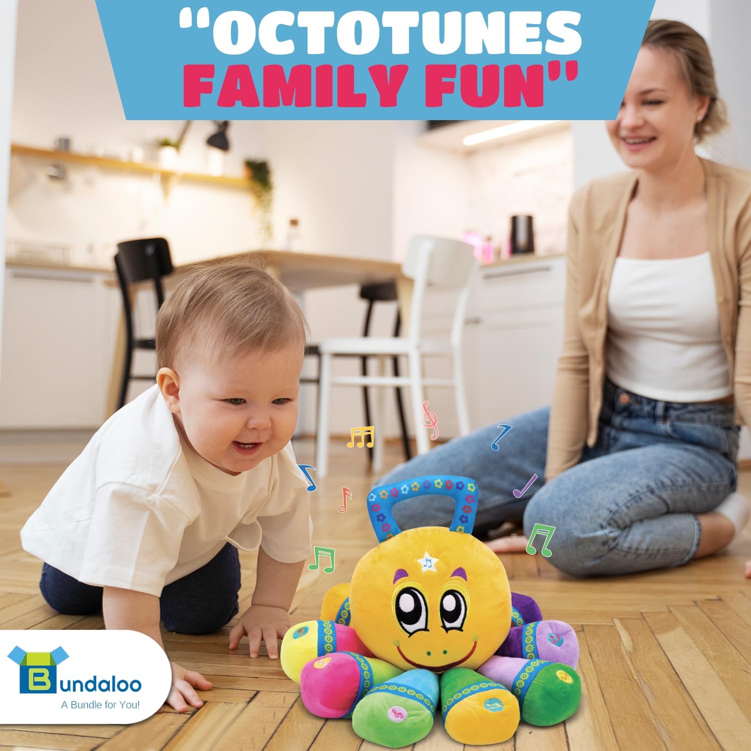 Bundaloo Musical Octopus Plush Toy - Plays Fun Songs and 8 Musical Key Notes | for Children & Toddlers (Octopus)