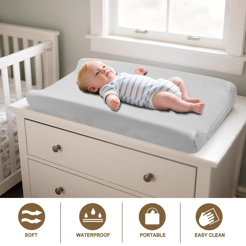 Owlowla Changing Pad Cover,Waterproof Changing Pad Covers-Soft Leather Diaper Changing Table Cover,Fits Standard Changing Pads for Baby Boy Girl（Light Gray）