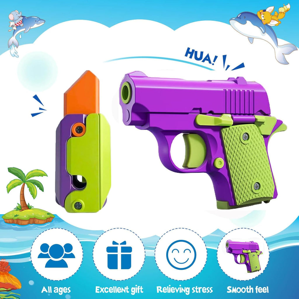 Fidget Toys Pistol, 3D Gravity Mini 1911 Fidget Pistol Toys,Fidget Sensory Toys,Stress Relief for Adults, Suitable for Relieving ADHD, Anxiety, Best Gift for Adults and Kids(Purple Pistol and Knife)