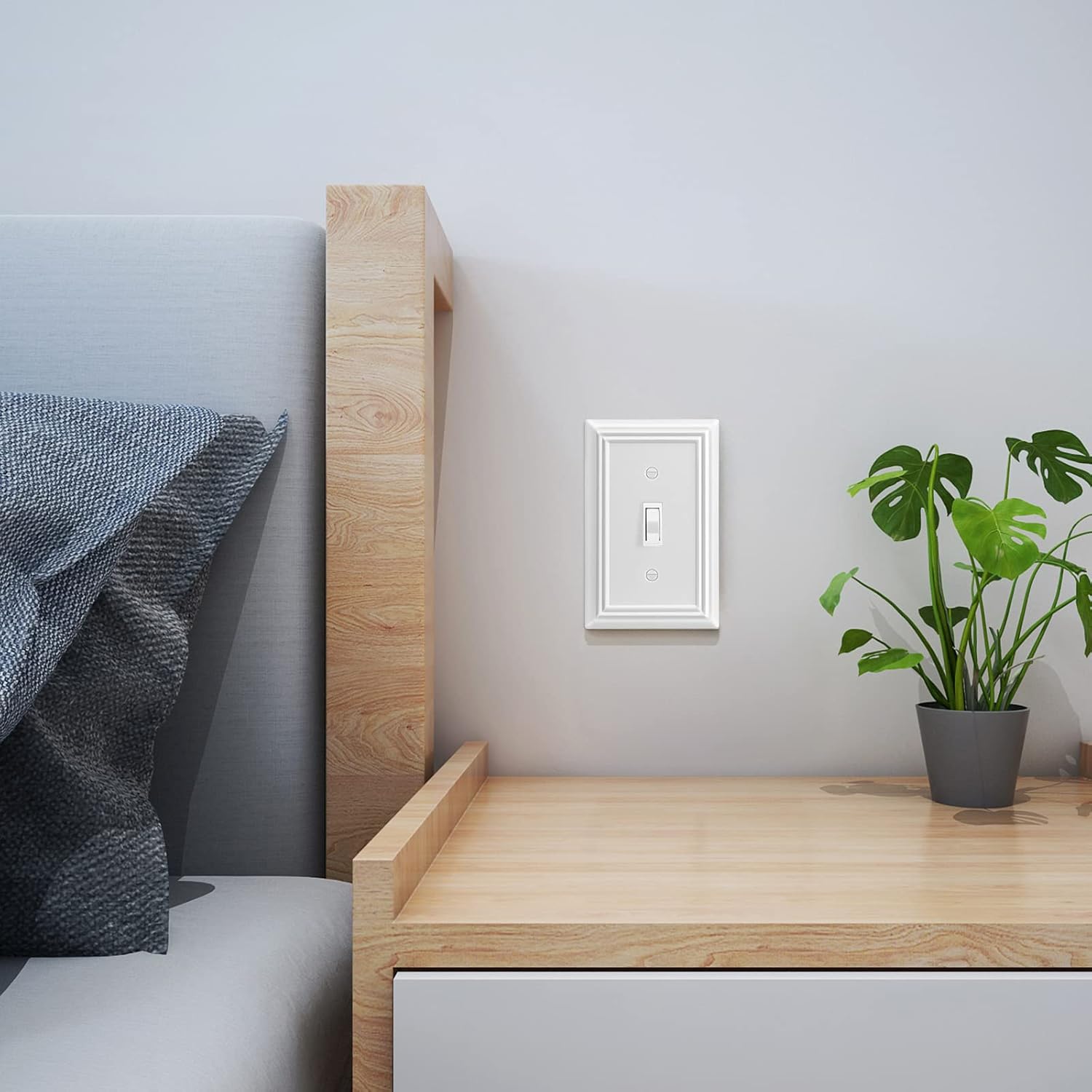 DEWENWILS 4-Pack Toggle Wallplate, Metal Light Switch Covers with White Finish, Heavy Duty Face Plates