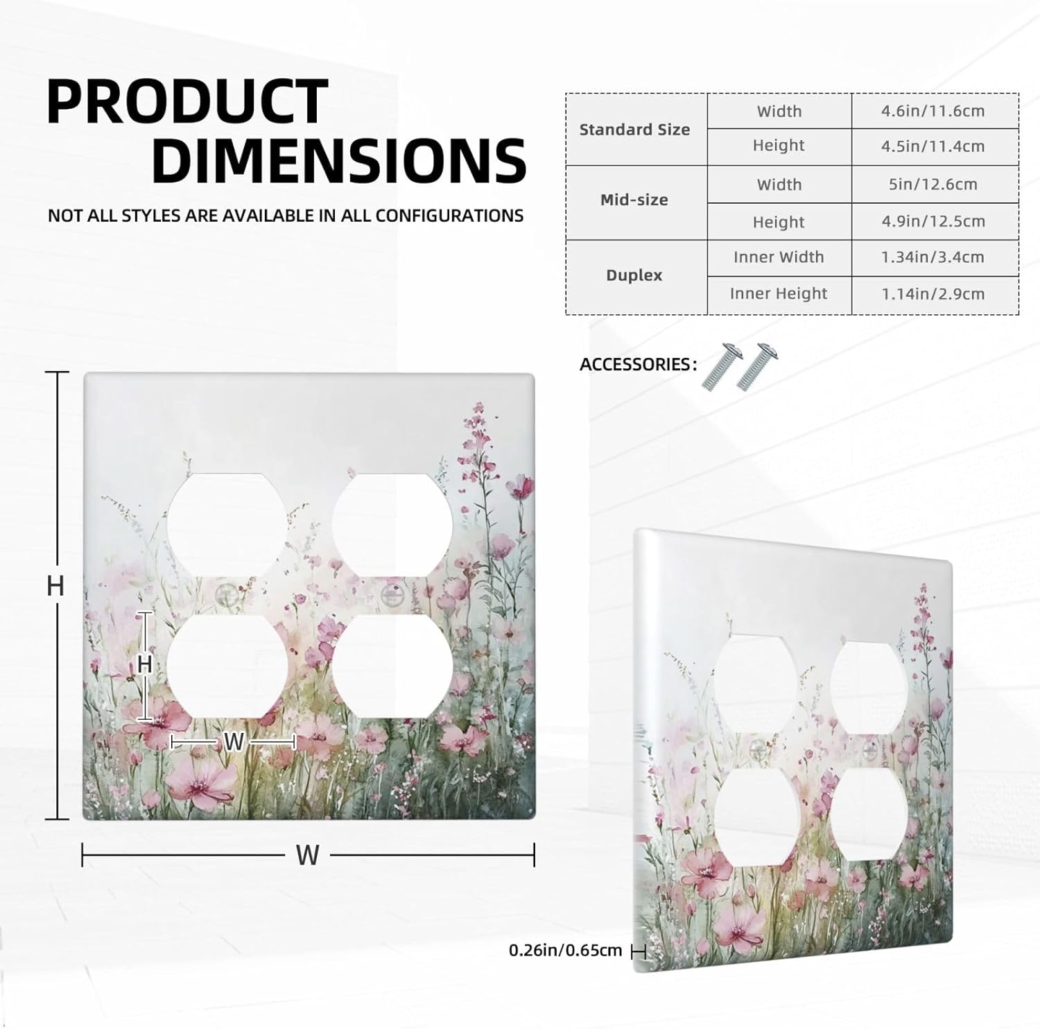 Outlet Covers Wildflower Botanical Watercolor Floral 2 Gang Double Duplex Decorative Light Switch Covers Electrical Wallplates Socket Faceplate For Bed Room Living Room Decor