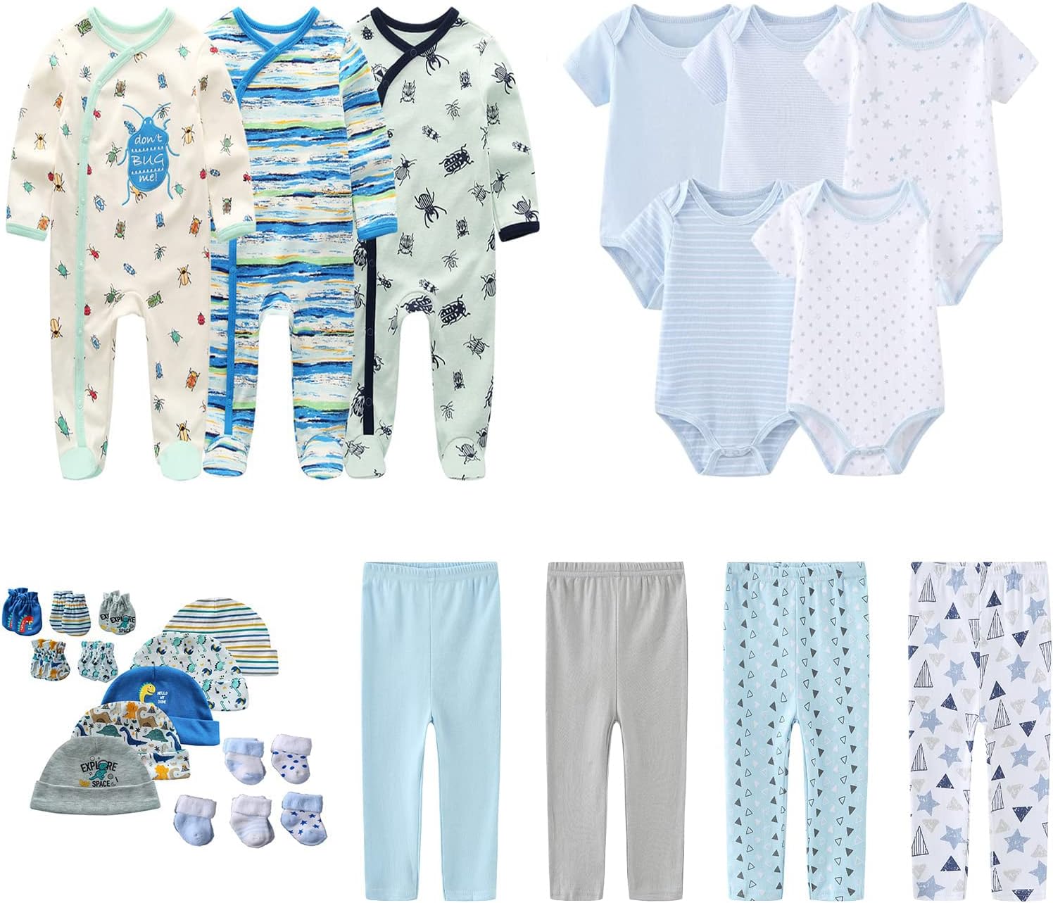 Newborn Layette Gift Set 27-Piece Baby Girl Clothes Bodysuits, Pants Essentials and Accessories 0-12Months