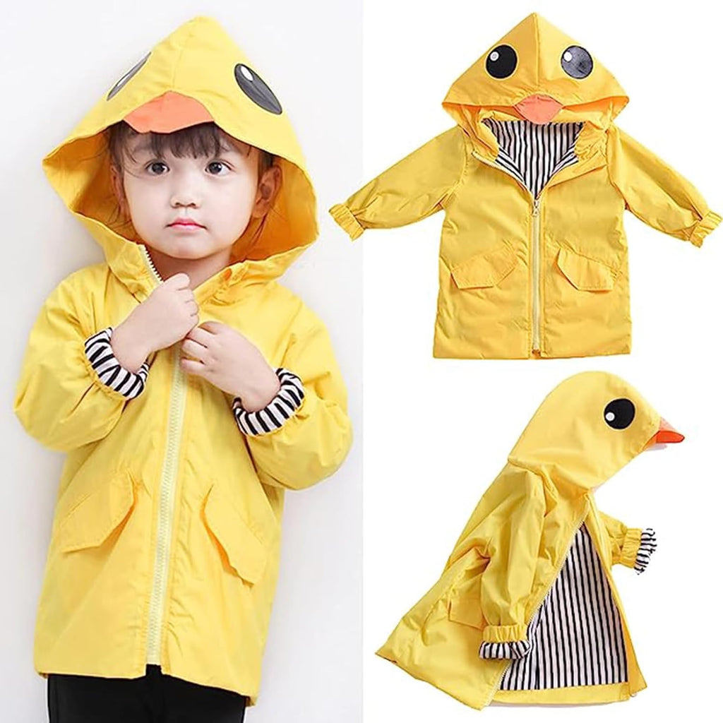Toddler Baby Boy Girl Duck Rain Jacket Cute Cartoon Yellow Raincoat Hoodie Kids Coat Fall Winter School Outfit