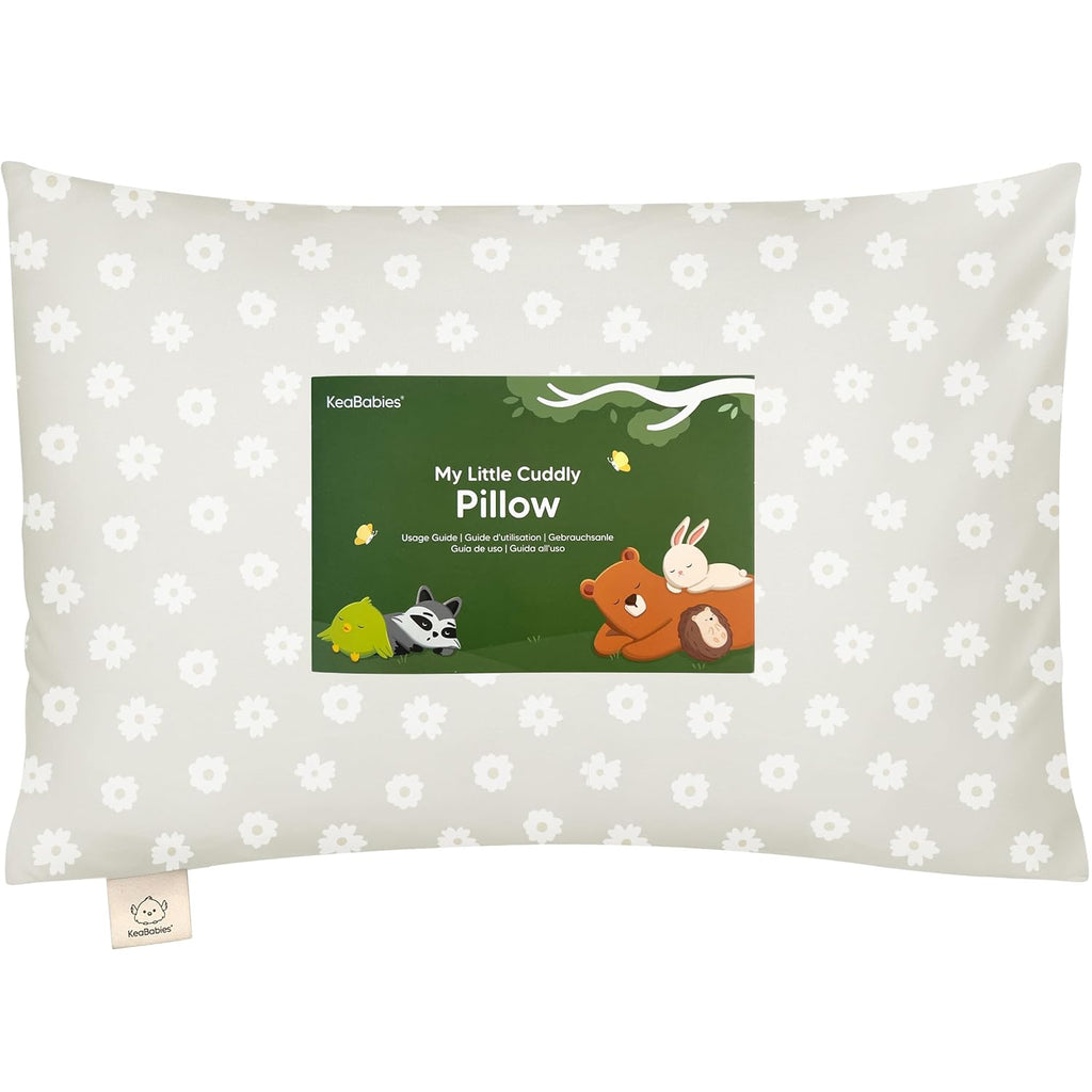 Toddler Pillow with Pillowcase - 13x18 My Little Cuddly Pillow, Viscose Derived From Bamboo Nursery Toddler Pillows for Sleeping,Kids Pillow,Small Travel Pillows,Mini Toddler Bed Pillow (Meadow)
