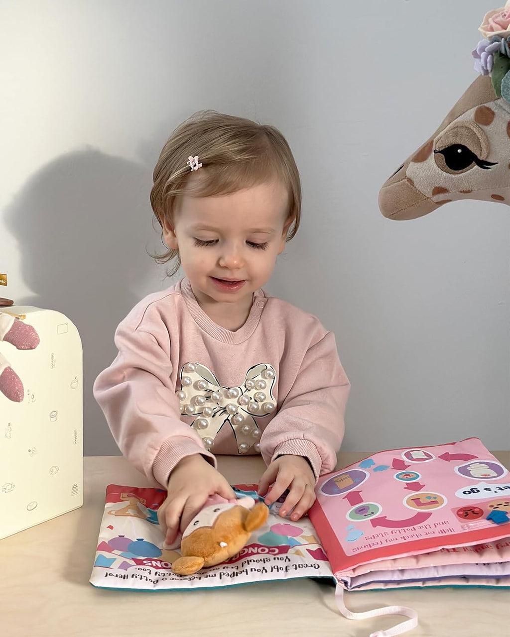 Interactive Sensory Soft Cloth Book, Educational Crinkle Quiet Activity Busy Book for Babies,Toddler Travel Toy Gift for Boys and Girls (Hello Potty)