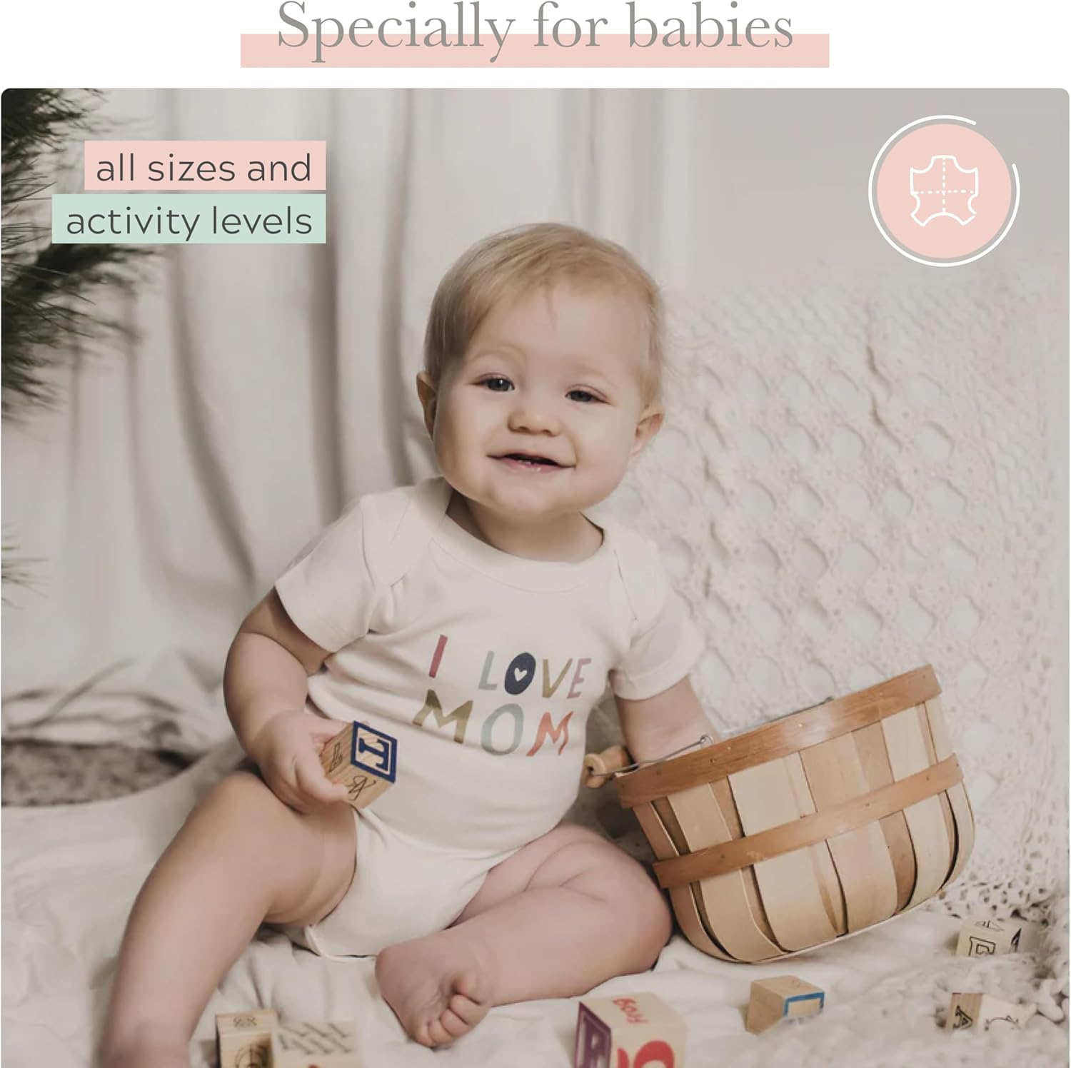 Finn + Emma Organic Cotton Graphic Baby Onesie - Gender Neutral Bodysuits for Babies 0-12 Months in Multiple Sizes and Styles