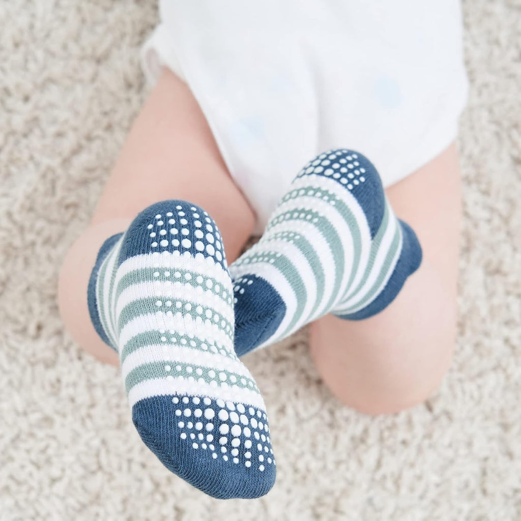 Zaples Baby Non Slip Grip Ankle Socks with Non Skid Soles for Infants Toddlers Kids Boys Girls