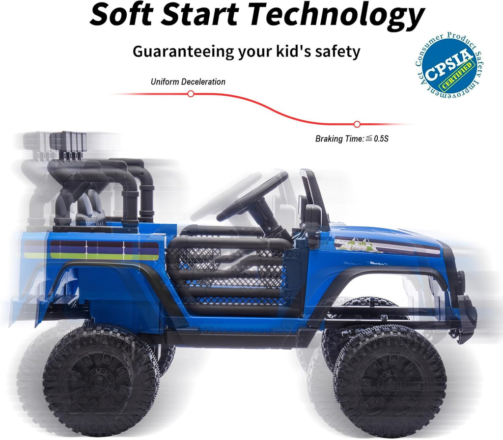 24V Kids Ride on Toy, Kids Electric Vehicles Car Ride on Car Truck for Toddlers with Remote Control, 2x200W Motor - Blue