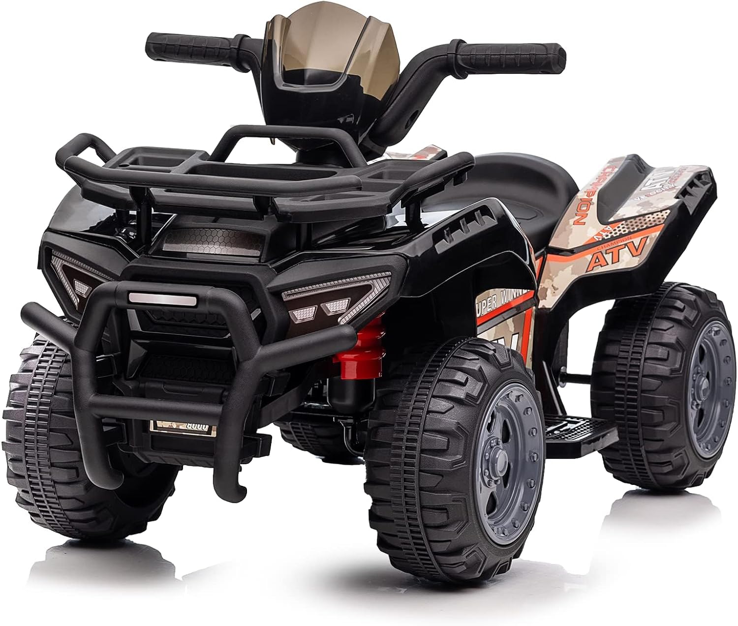 Kids ATV 4 Wheeler, 6V Ride-On Toy for Toddlers 1-3 Boys & Girls with Music, Forward & Reverse - Black