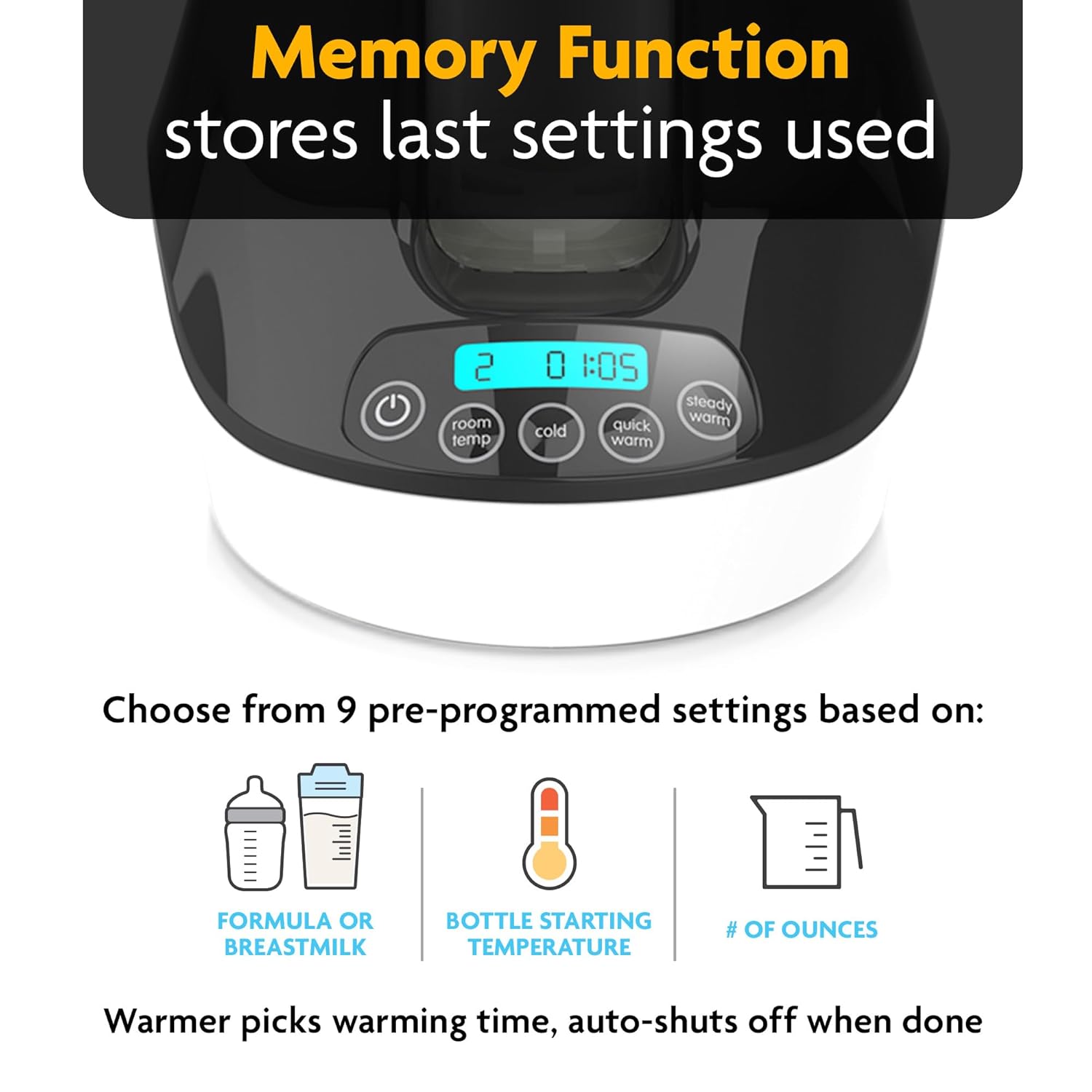 Baby Brezza Fast Baby Bottle Warmer - Baby Milk Warmer + Breastmilk Warmer Defroster – 2 Unique Temperatures for Breastmilk + Formula - Universal Fit for All Bottles, Storage Bags + Food Jars