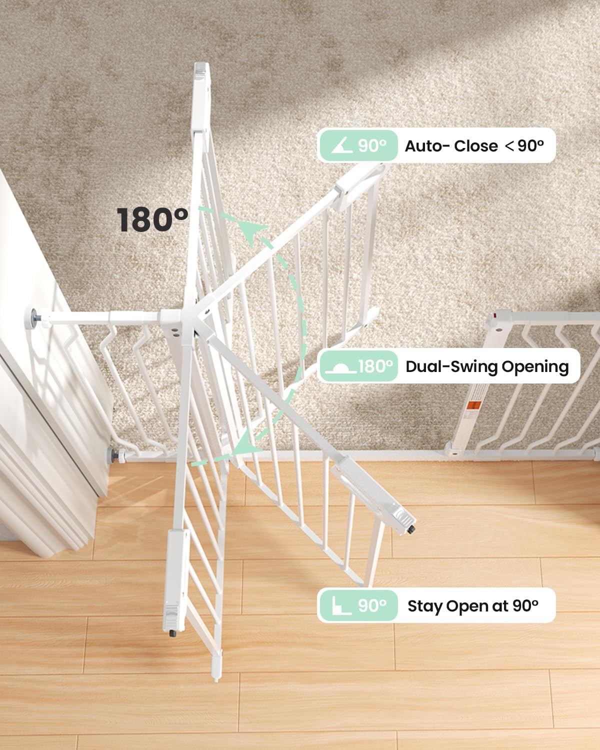 Mom's Choice-GROWNSY Baby Gate for Stairs, 29"-43" Pressure Mounted Pet Gate for Doorways-Auto Close Dog Gate for The House-Easy Installation & Walk Thru Wide Safety Gate