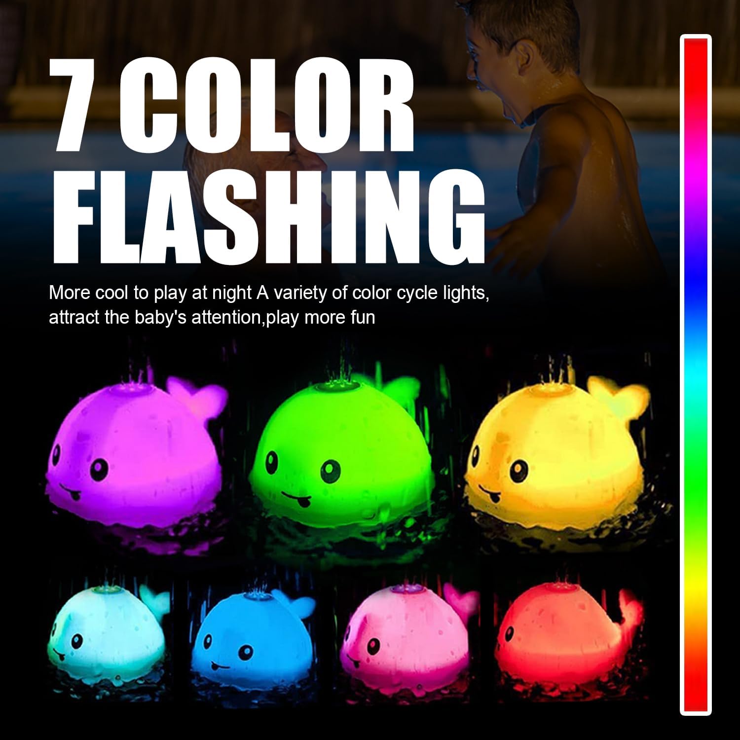 ZHENDUO Baby Bath Toys, Light Up Bath Toys Spray Water Bath Toy, Sprinkler Bathtub Toys for Toddlers Kids Boys Girls, Pool Bathroom Toy for Infant,Christmas Baby Toys