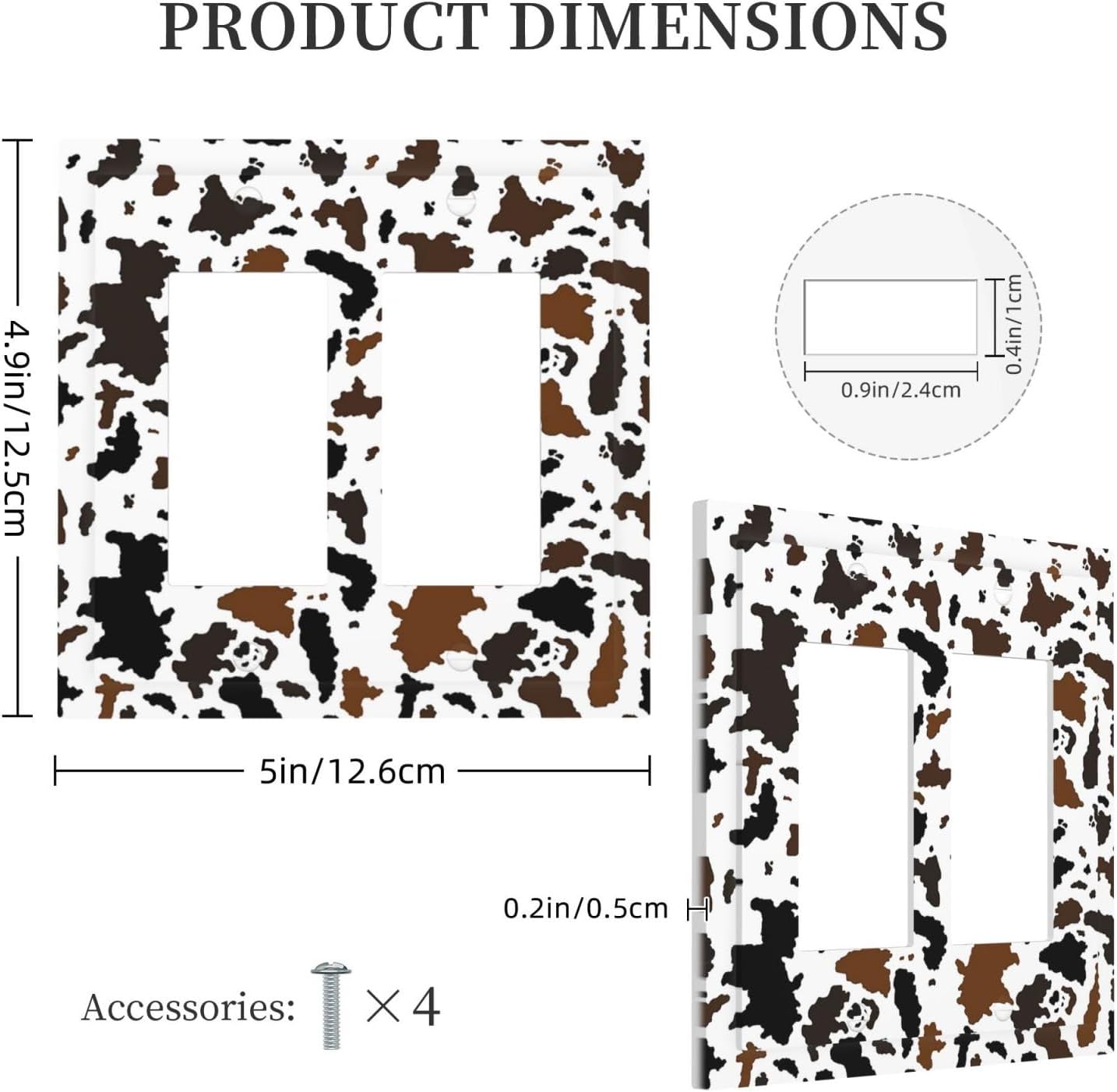 Decorative Outlet Covers Rustic Cowhide Highland Cow Milk Cow 2 Gang Double Gfci Rocker Electrical Wall Panels Light Switch Cover Plate For Farmhouse Home Decor