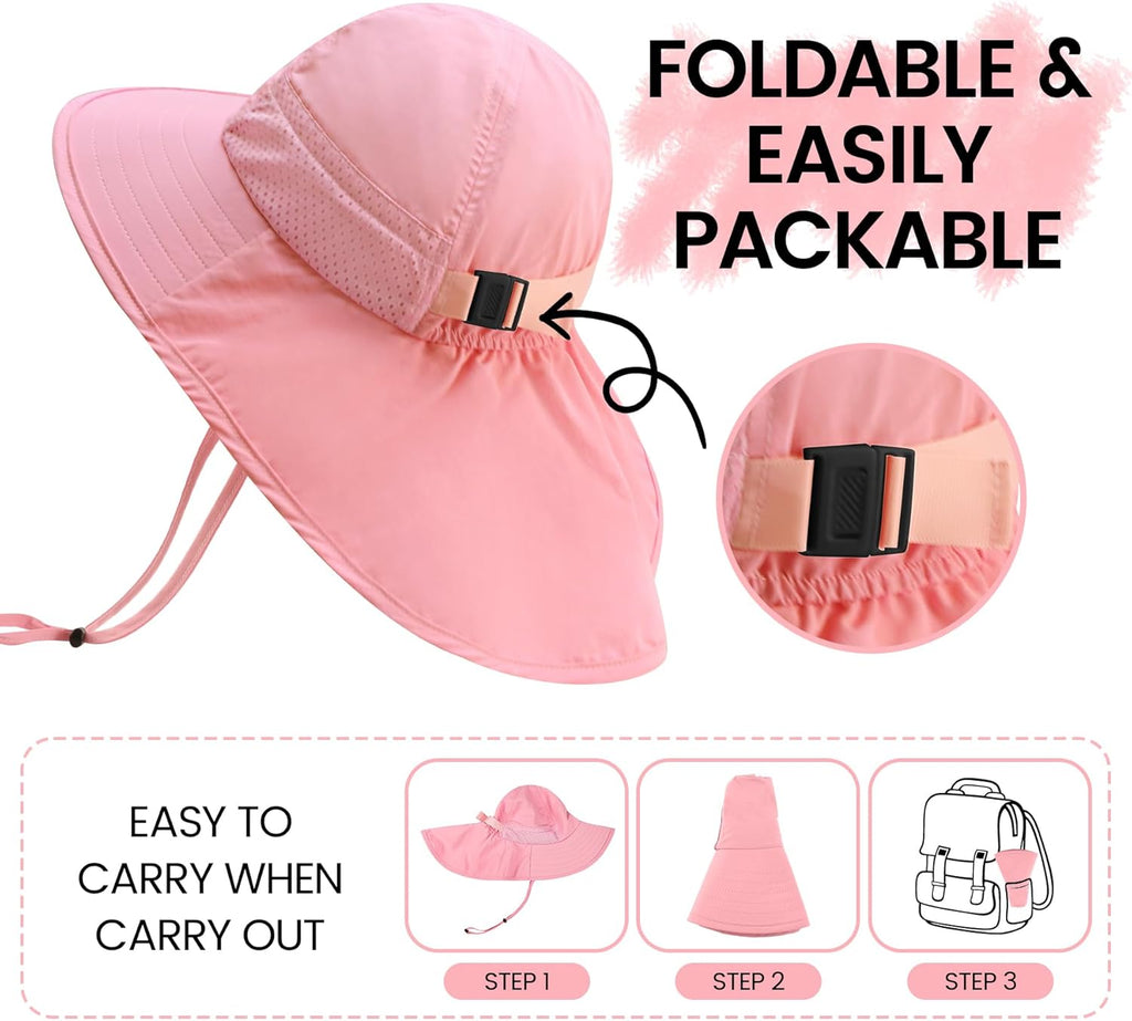 Baby Sun Hat with Neck Flap for Sun Protection Toddler Beach Hat UPF 50+ Outdoors 0-6 Years Boys Girls