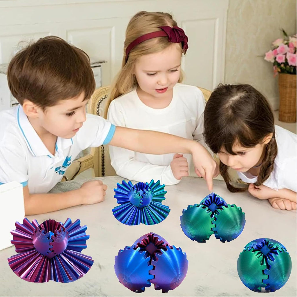 2 Packs DIY Gear Ball, 3D Printed Gear Ball, Gear Ball Spin Ball or Cube Fidget Toy, Gear Sphere Desk Toy, Perfect for Stress and Anxiety Relaxing Fidget Toy Kids Adult Christmas Birthday Gift (P&G)