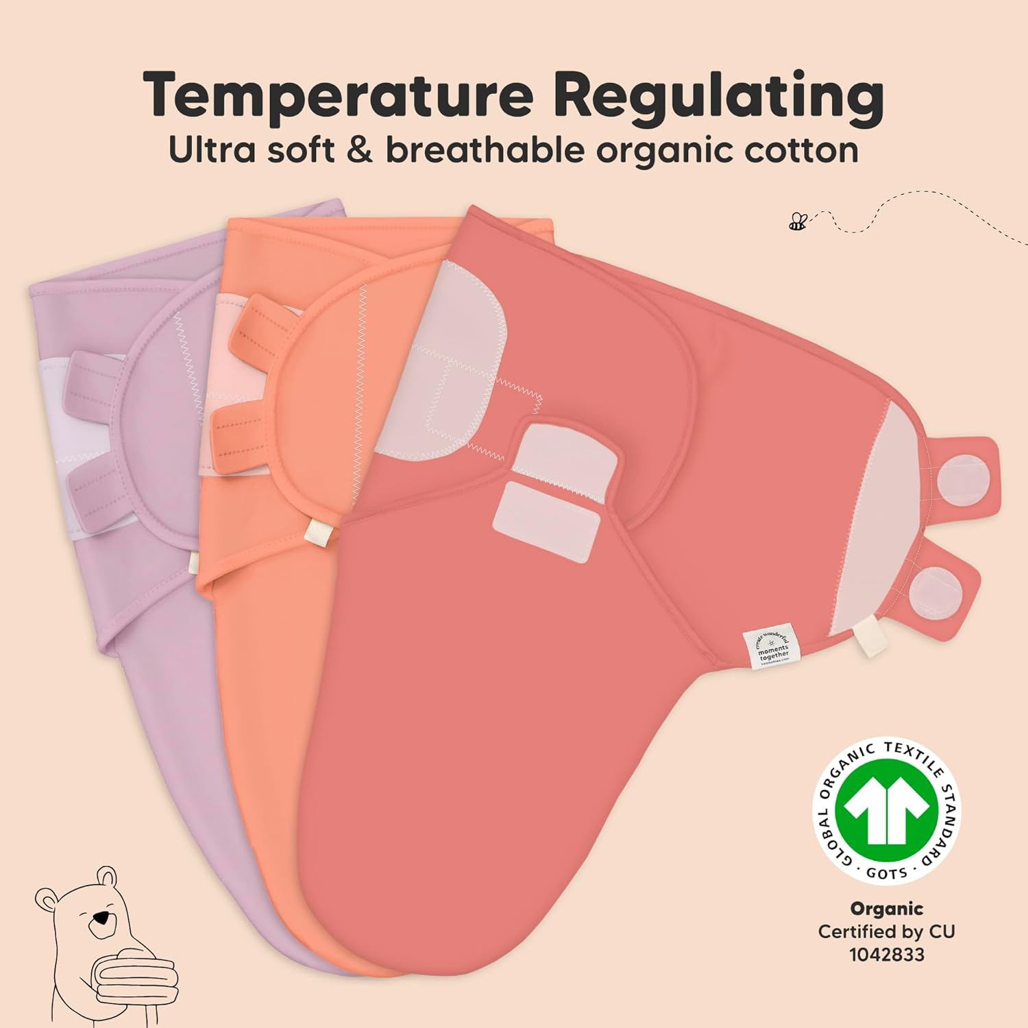 KeaBabies 3-Pack Organic Baby Swaddle Sleep Sacks - Swaddles for Newborns, Infant 0-3 Months, Baby Girls, Boys, Soft & Snug Newborn Sleep Sack, Nursery Swaddling Blankets (Vivacious)