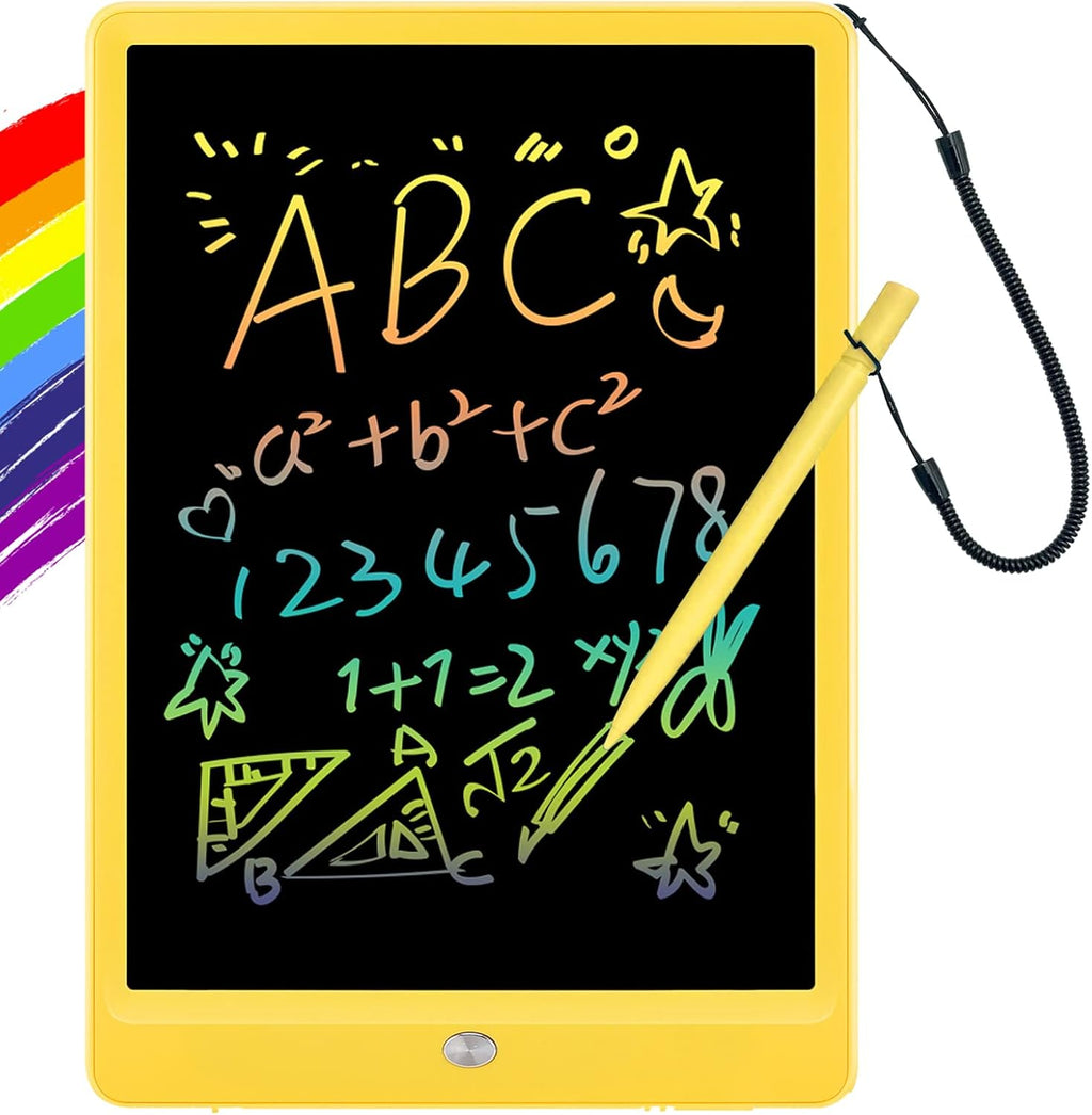 ORSEN LCD Writing Tablet 10 Inch, Colorful Doodle Board Drawing Tablet, Erasable Reusable Writing Pad, Educational for 3-6 Year Old Girls Boys(Yellow)