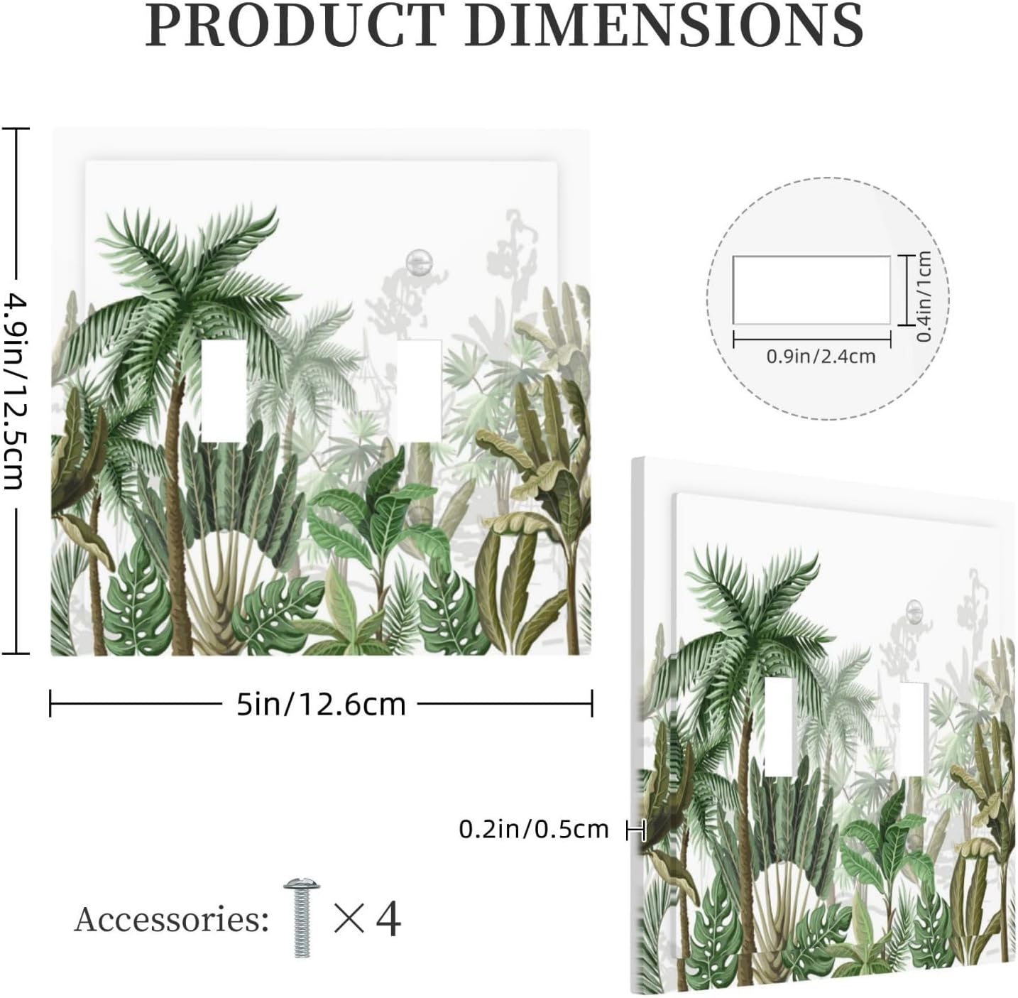 Palm Tree Banana Leaf Green Rainforest Natural Landscape Decorative Switch Plates 2 Gang Double Toggle Outlet Light Switch Cover Wall Plate Electrical Faceplate for Bed Room Living Room Decor