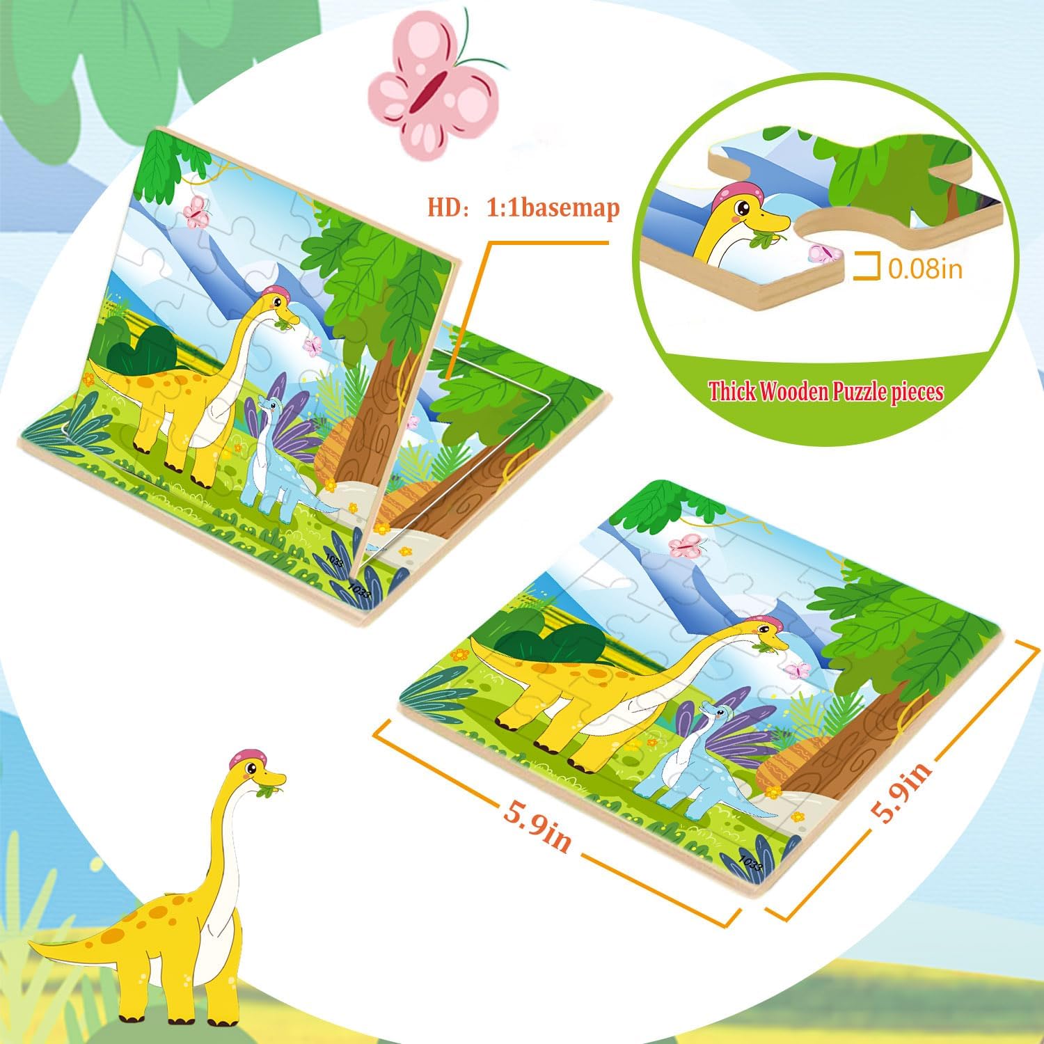 Puzzles for Kids Ages 4-6, 10 Pack of 20 Piece Wooden Jigsaw Puzzles for Toddlers Ages 3-5 Jigsaw Puzzle for Toddler Children Learning Educational Puzzles Toys for Boys and Girls.