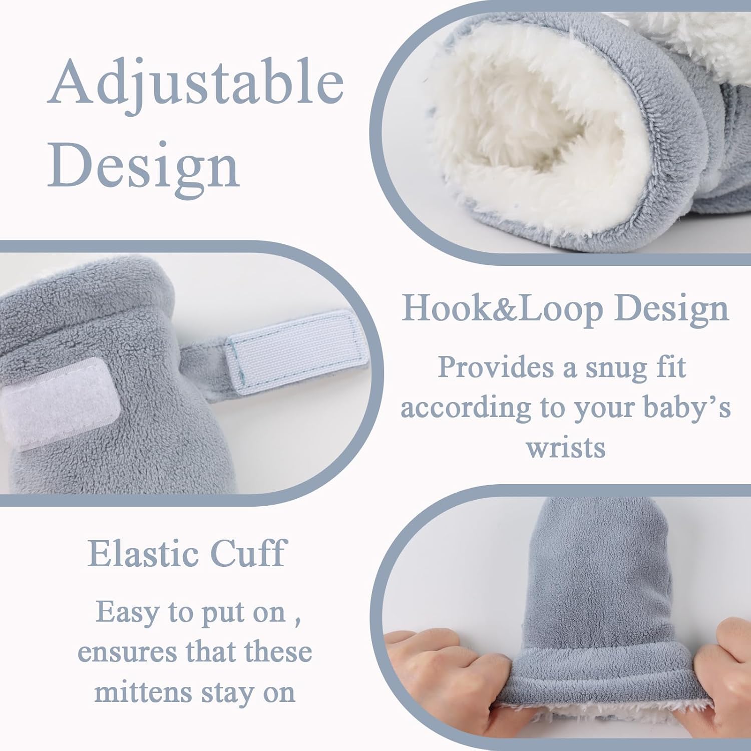 Zsedrut No Scratch Baby Mittens Toddler Infant Fleece Lined Gloves Winter Warm Mitten for Baby Boys Girls