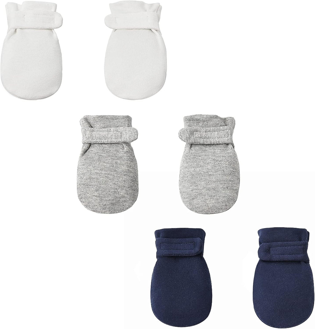 Newborn Baby No Scratch Mittens Stay On, 100% Cotton Breathable, Adjustable Infant Gloves for Baby Boys Girls Mittens