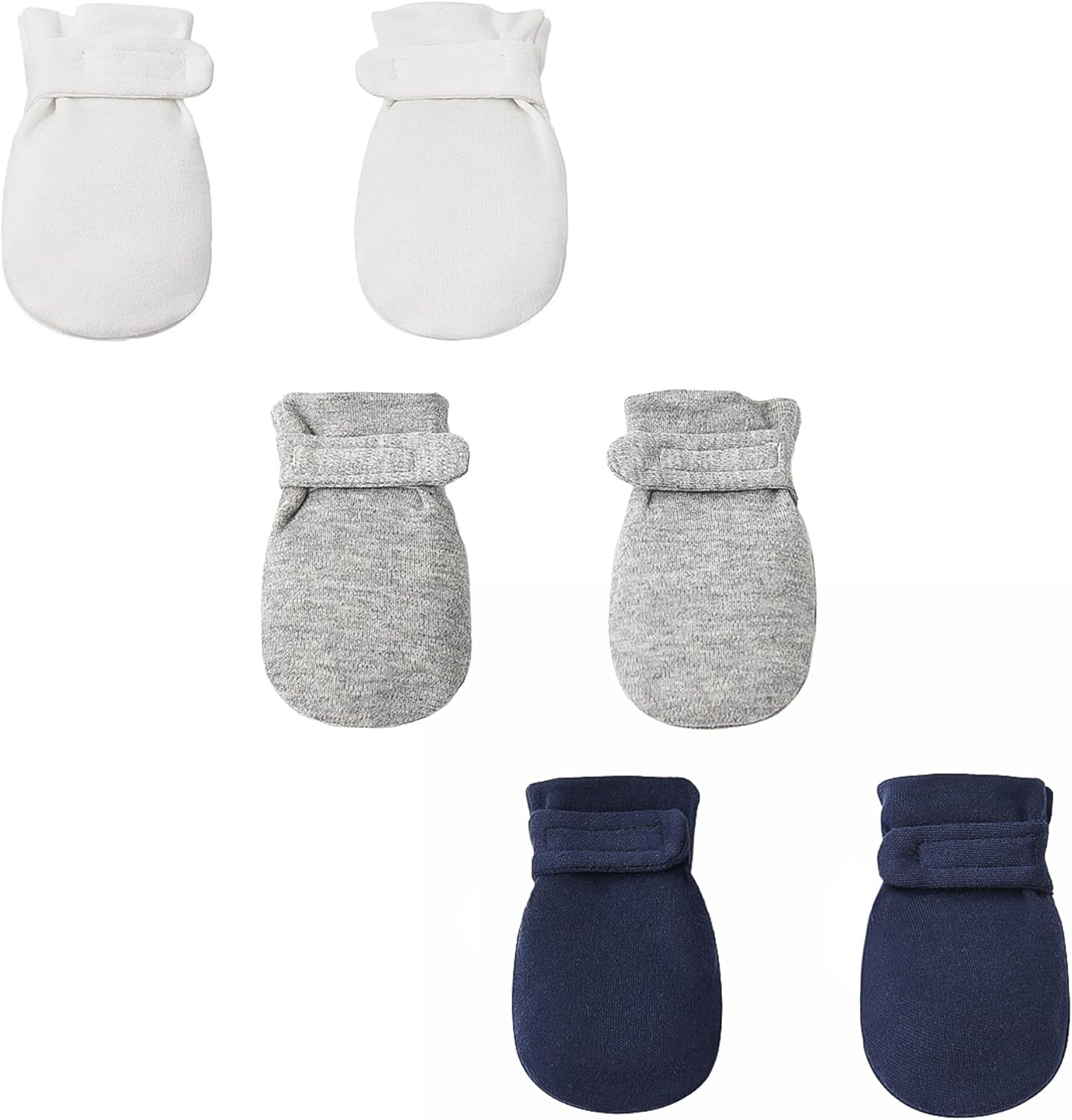 Newborn Baby No Scratch Mittens Stay On, 100% Cotton Breathable, Adjustable Infant Gloves for Baby Boys Girls Mittens