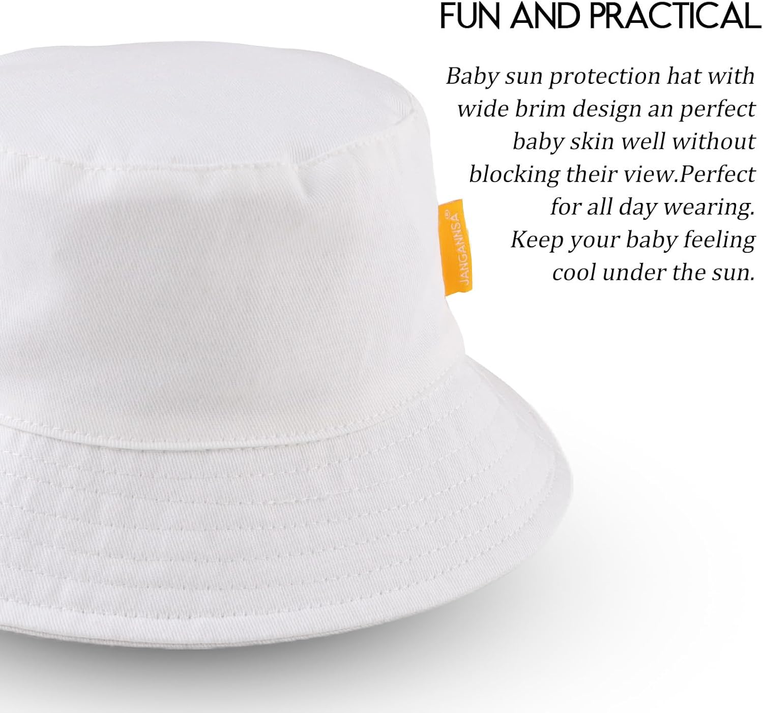 JANGANNSA Cotton Baby Sun Hat Infant Toddler Boys Girls Bucket Hats Summer Sun Protection Kids Beach Caps