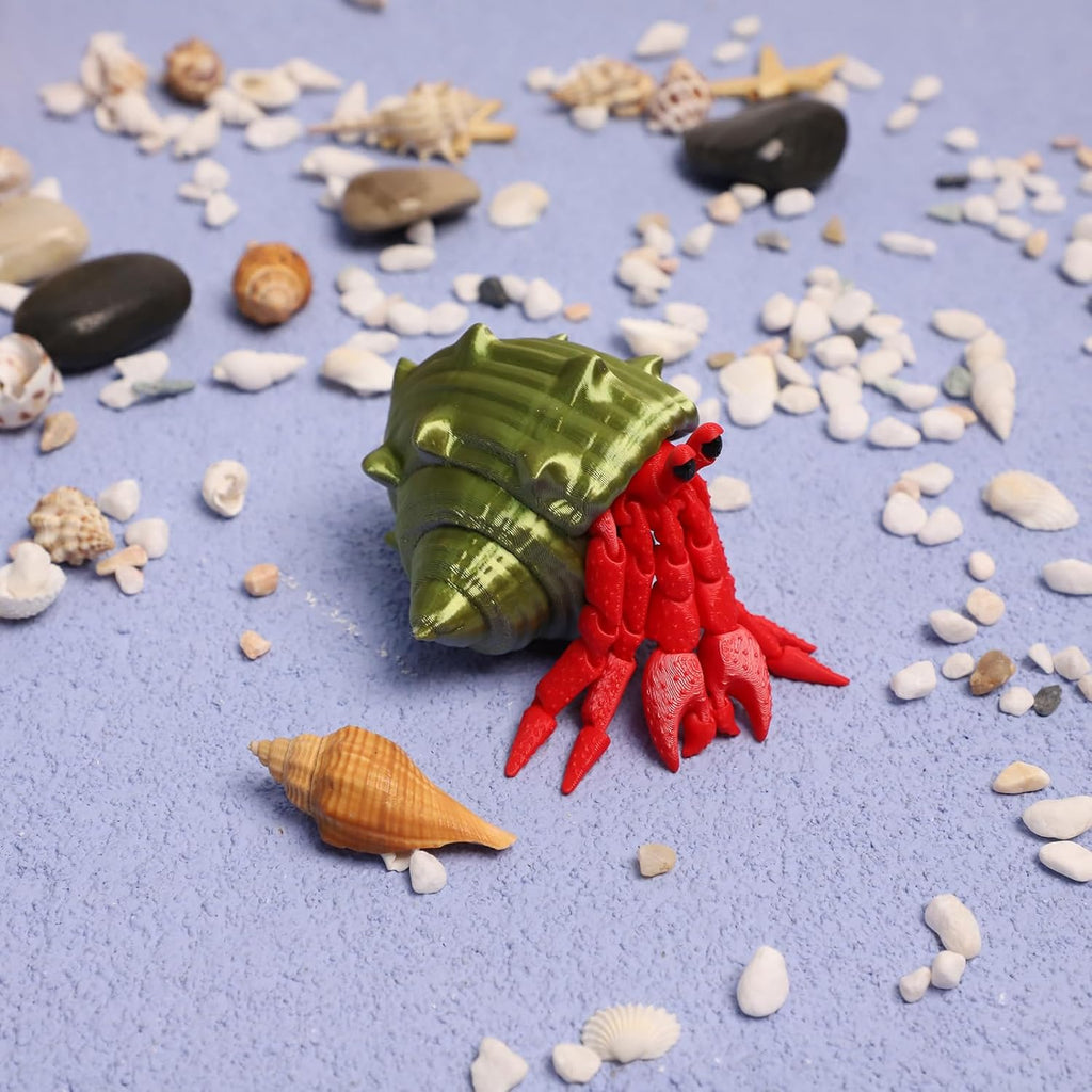3D Printed Hermit Crab Animal,Full Articulated Flexible Crystal Hermit Crab, Adults Fidget Toys for Autism ADHD, 3D Printed Stuff Animals Toy, Crab Toy, Octopus Toy, Home Office Decor (Red)
