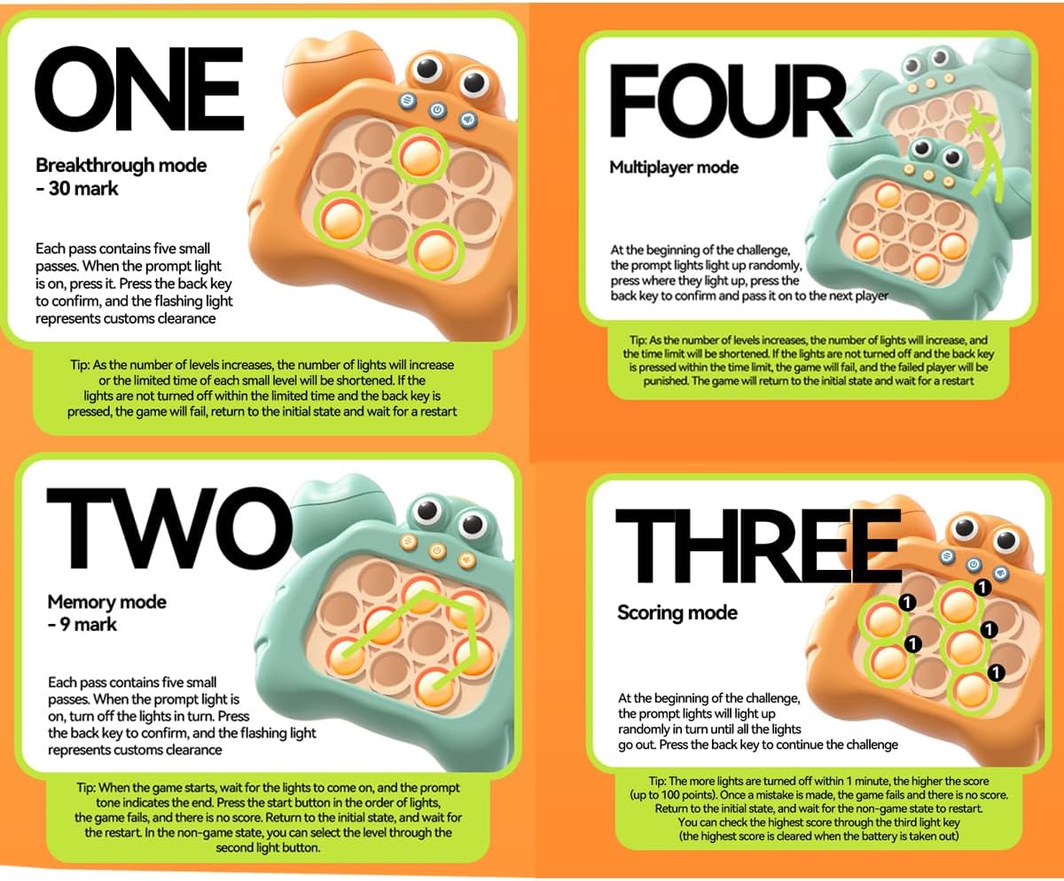 Puzzle Pop Light Up Game Fidget Travel Games /Travel Sensory Fidget Toys Popular Handheld Games for Teenagers Anti Anxiety Autism Relief Birthday Party Gift(Crab Orange)