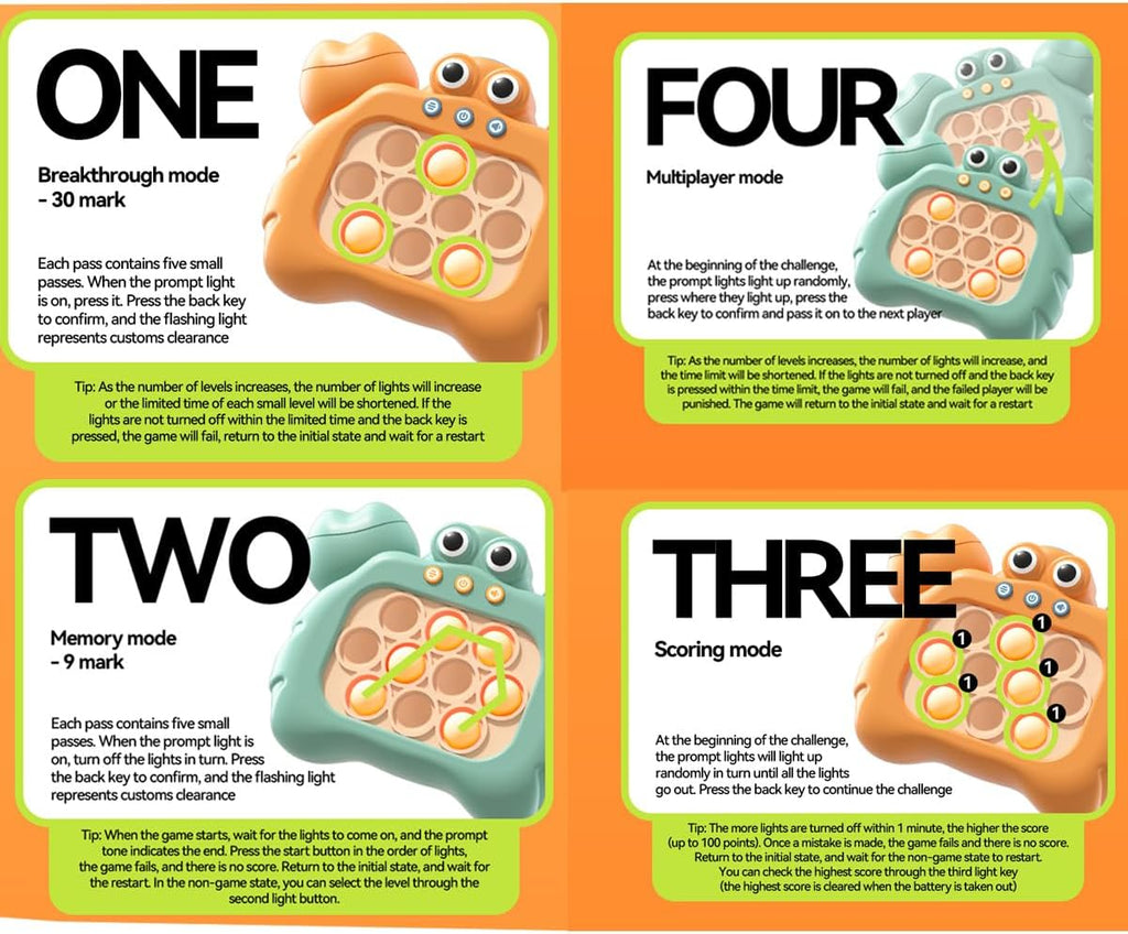 Puzzle Pop Light Up Game Fidget Travel Games /Travel Sensory Fidget Toys Popular Handheld Games for Teenagers Anti Anxiety Autism Relief Birthday Party Gift (Crab Green)