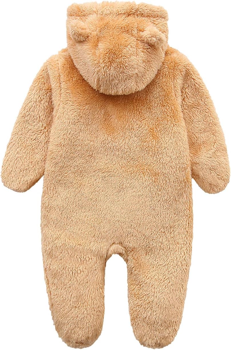 Newborn Baby Snowsuit Fleece Lined Onesie Outfits Warm Hooded Romper for Infant