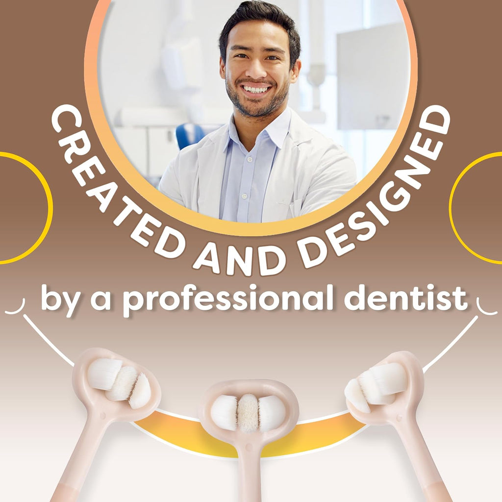 Trueocity Extra Soft Toddler Toothbrush, Toddler Toothbrushes 1-2 2-4, Toothhugger High Efficient 3 Sides Baby Toothbrush 12 Months and Up, Infant Training Brush, 10,000 Ultra-Soft bristles (Apricot)