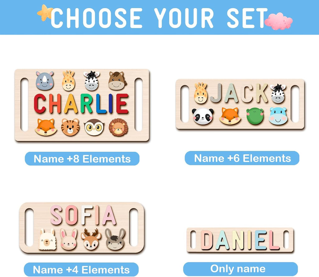 Newly Upgraded Personalized Name Puzzle for Kids, Custom Name Puzzle Personalized Baby Gifts 1st Birthday for Boys Girls Montessori Toys Nursery Decor Toddler Educational Toys