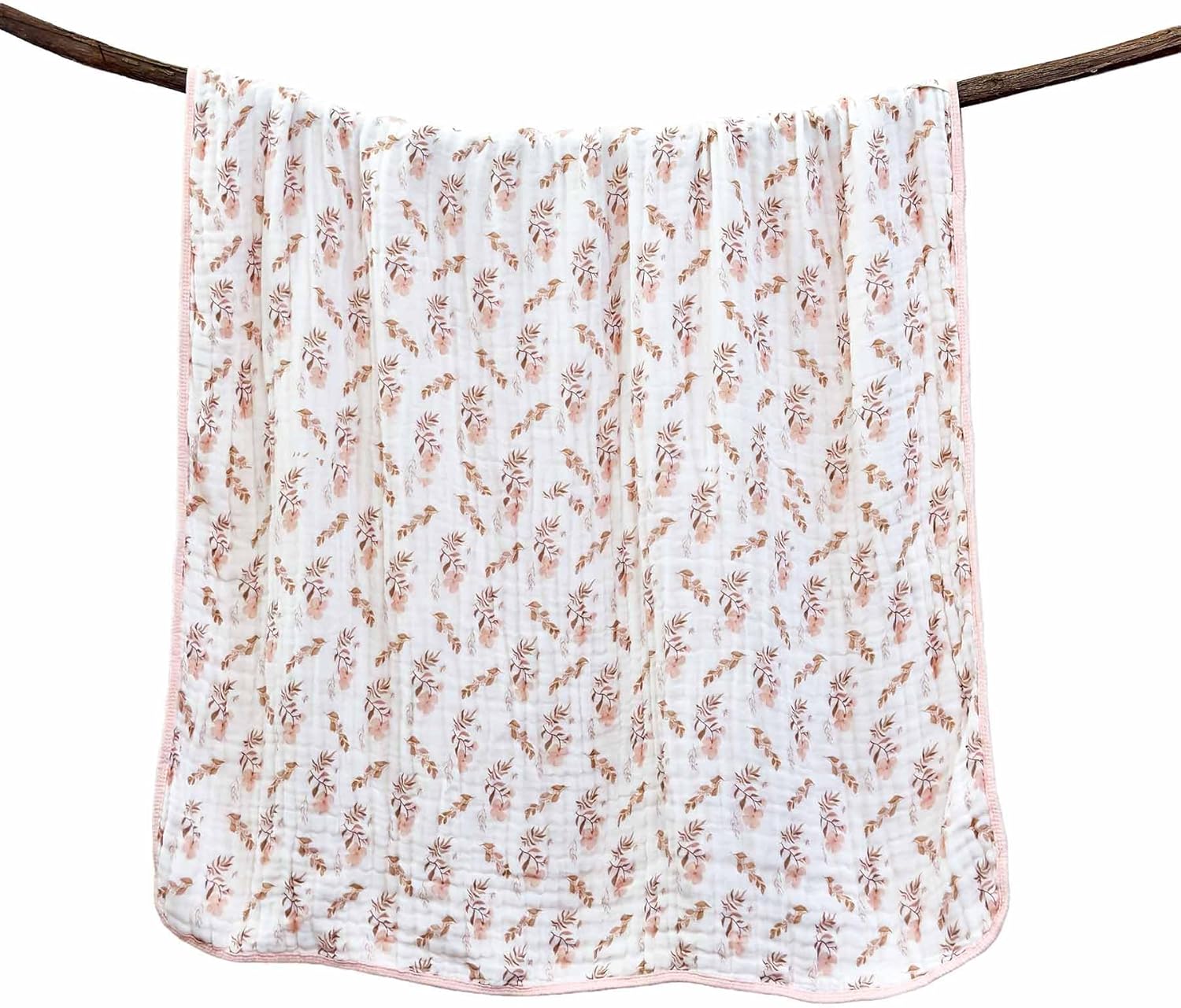 Pack of 2 Ultra Soft Muslin Baby Blankets for Girls Boys Breathable Lightweight Cotton Muslin Swaddle Blankets for Infant Toddler, Newborn Nursery Swaddling Wrap 43"X43" (Floral and Cherry)