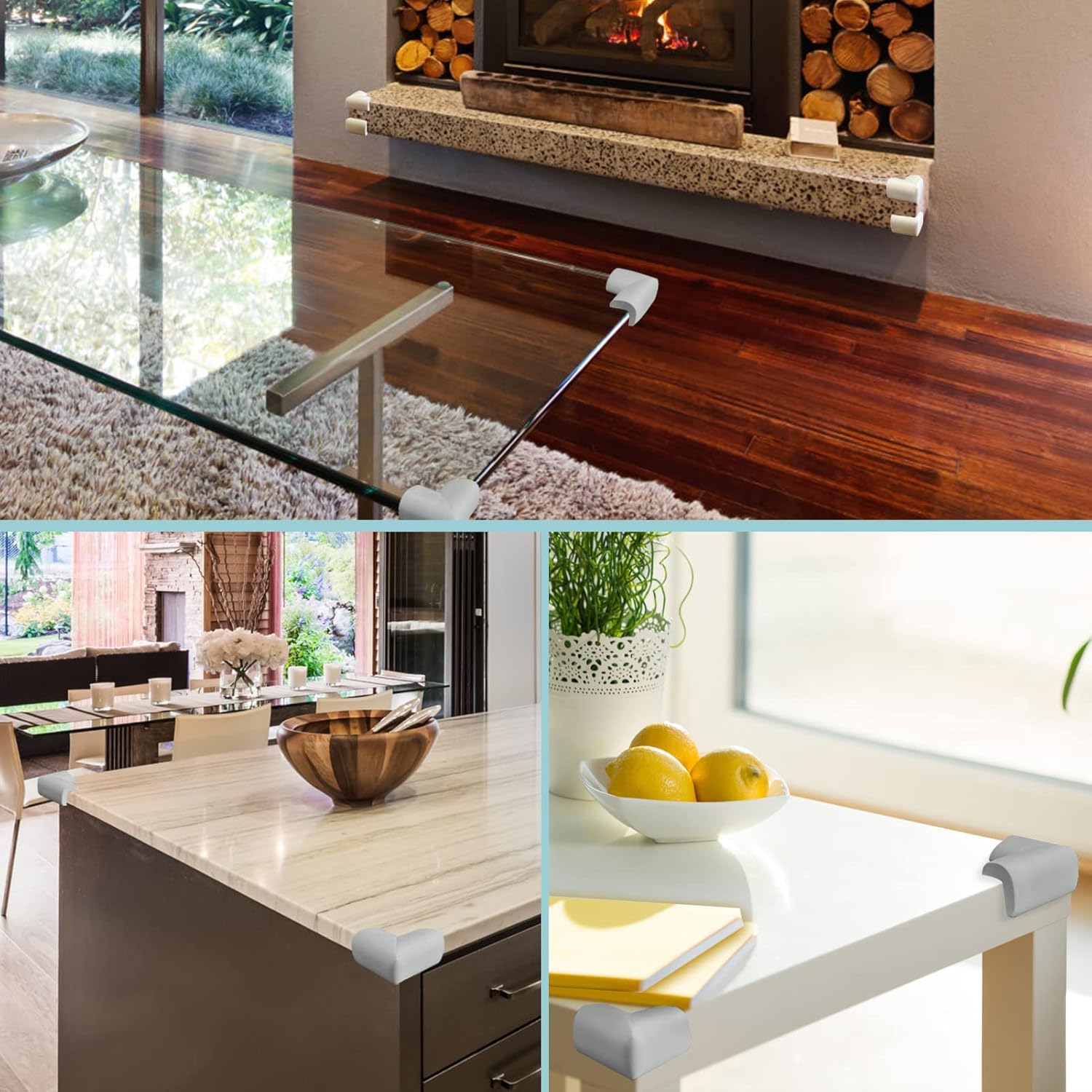 12 Pack Corner Protector Baby Proofing Corners and Edge Guards, Soft Safety Pre-Taped Rubber Foam Furniture Bumper for Fireplace, Table, Stair, Cabinet (Gray)