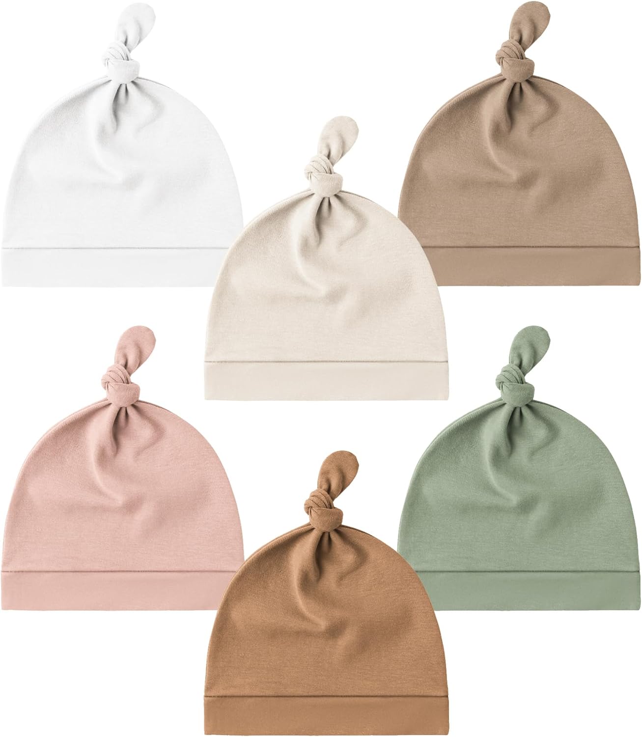 Konssy 6 Pack Baby Newborn Hats Set Knot Beanie Hats Soft for Infant Baby Girls Boys Caps 0-6 Months