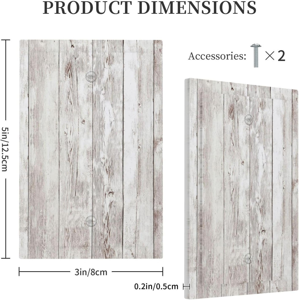 Light Switch Cover Plate Rustic Vintage White Wood Grain 1 Gang No Device Blank Electrical Wall Plates Faceplate Decorative Switch Plate for Farmhouse Home Decor