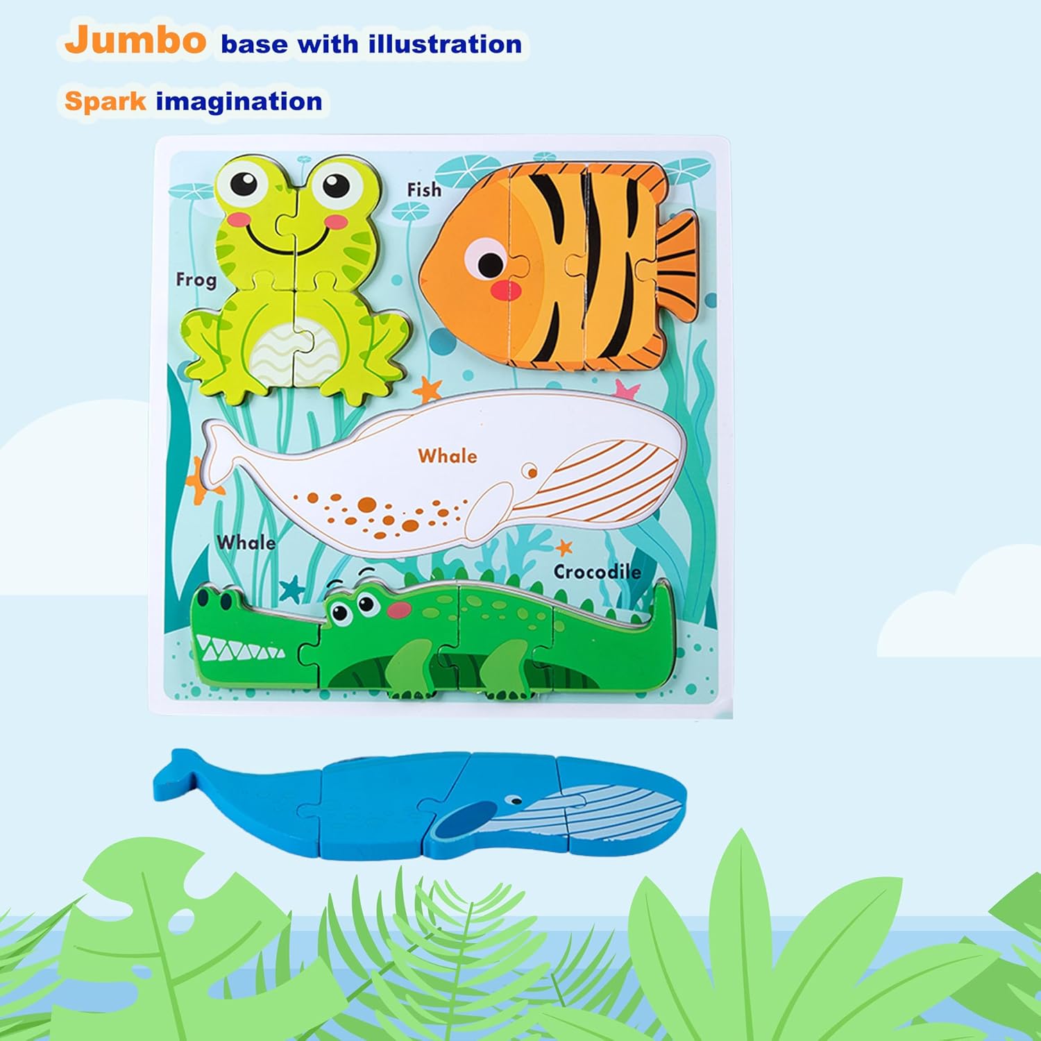 Wooden Creature Puzzles for Toddlers 2-4,Toddler Puzzle Ages 1-3, Montessori Educational Toys for 2 3 Years Old, Wood Learning Gifts for Preschool Kids Boys Girls