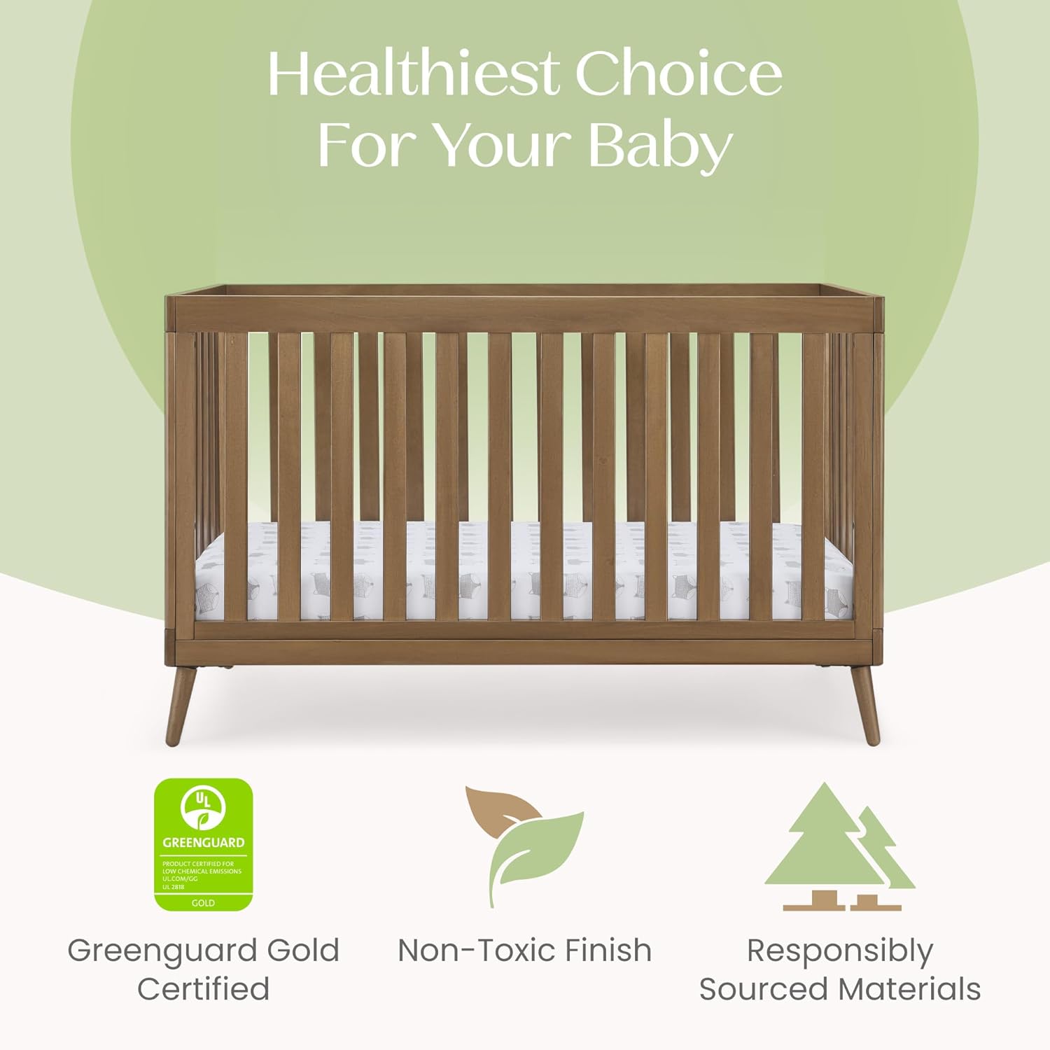 Delta Children Essex 4-in-1 Convertible Crib - Greenguard Gold Certified, Chestnut