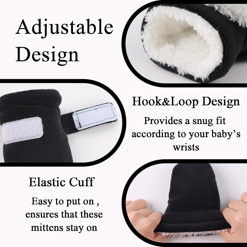 Zsedrut No Scratch Baby Mittens Toddler Infant Fleece Lined Gloves Winter Warm Mitten for Baby Boys Girls