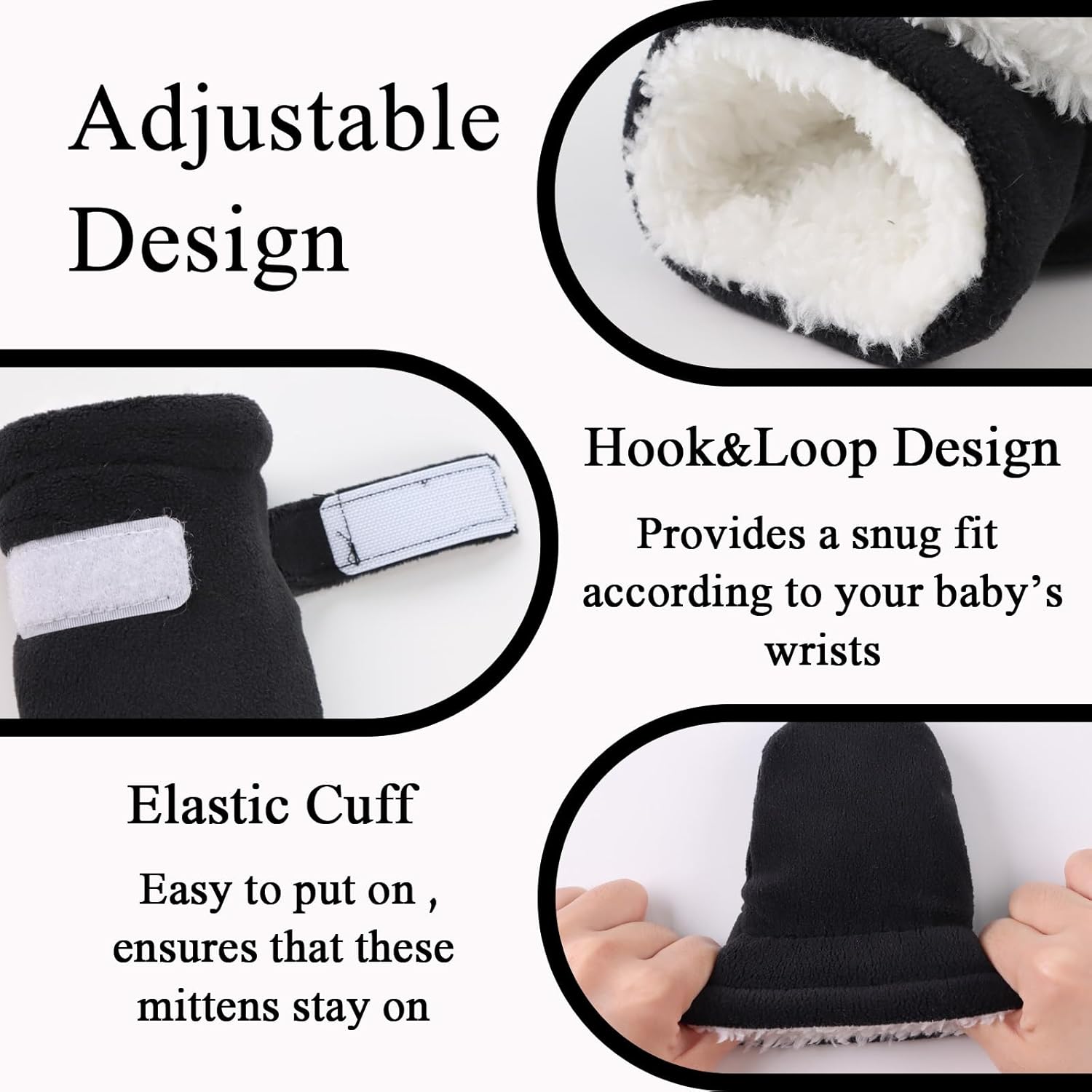 Zsedrut No Scratch Baby Mittens Toddler Infant Fleece Lined Gloves Winter Warm Mitten for Baby Boys Girls