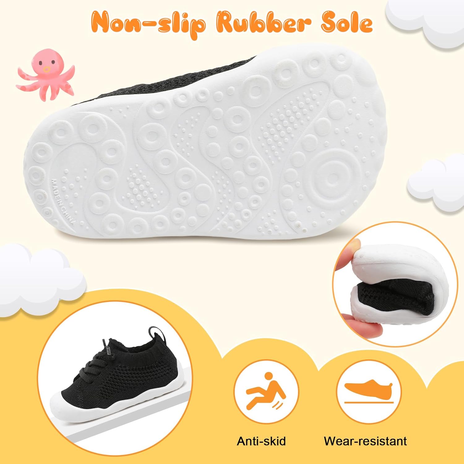 JIASUQI Baby Shoes for Toddler Boys Girls Sneakers Slip on Walking Shoes for Babies
