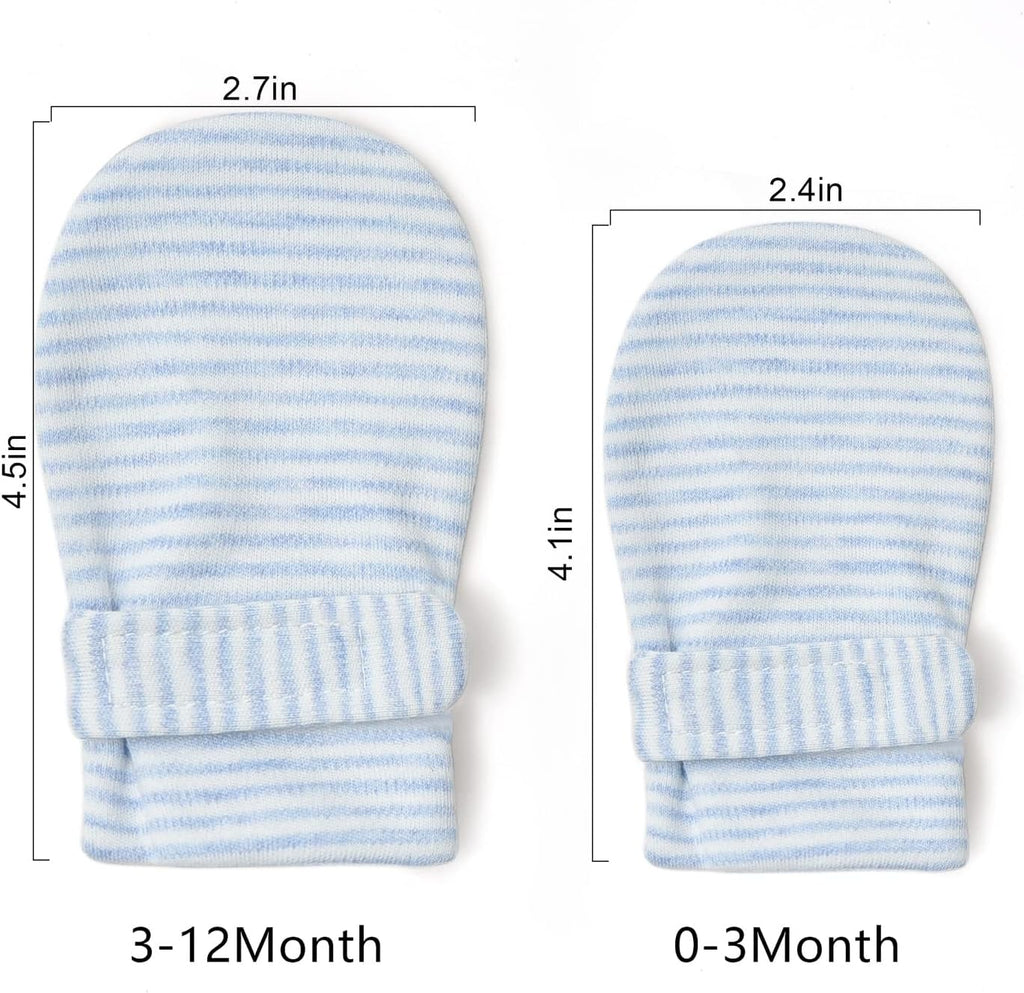 Newborn Baby No Scratch Mittens Stay On, 100% Cotton Breathable, Adjustable Infant Gloves for Baby Boys Girls Mittens