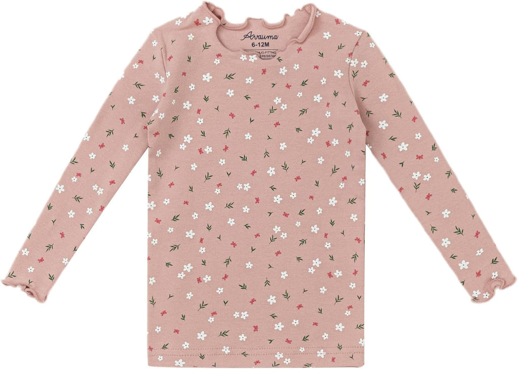 AVAUMA Baby Boy Girl Pajama Set 6M-7T Kids Cute Toddler Snug fit Flower Pattern Design Pjs Cotton Sleepwear Ruffled Shirring