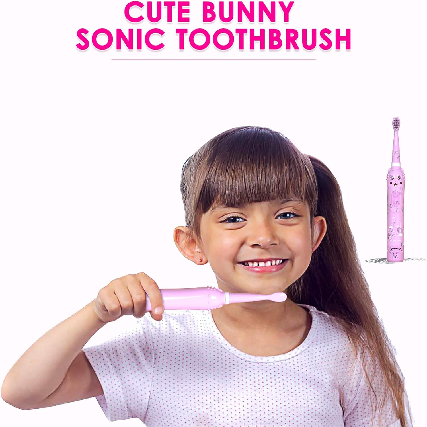 Kids Sonic Electric Toothbrush, Rechargeable Smart Toothbrush for Children, Toothbrush for Toddlers Boys Girls Age 3-12 with 30s Reminder, 2 Mins Timer, 6 Modes, 6 Brush Heads