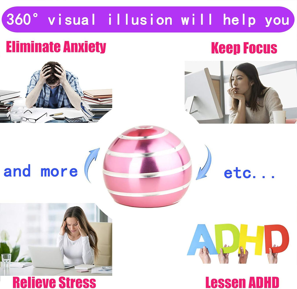 Desk-Fidget-Kinetic-Toys Cool-Gadgets: Cool-Stuff Thing Game Toy for Adult Teen Children Kid, Optical-Illusion Stress Relief Gifts for Man Women Home Office School Christmas Spinning Up 300 Seconds